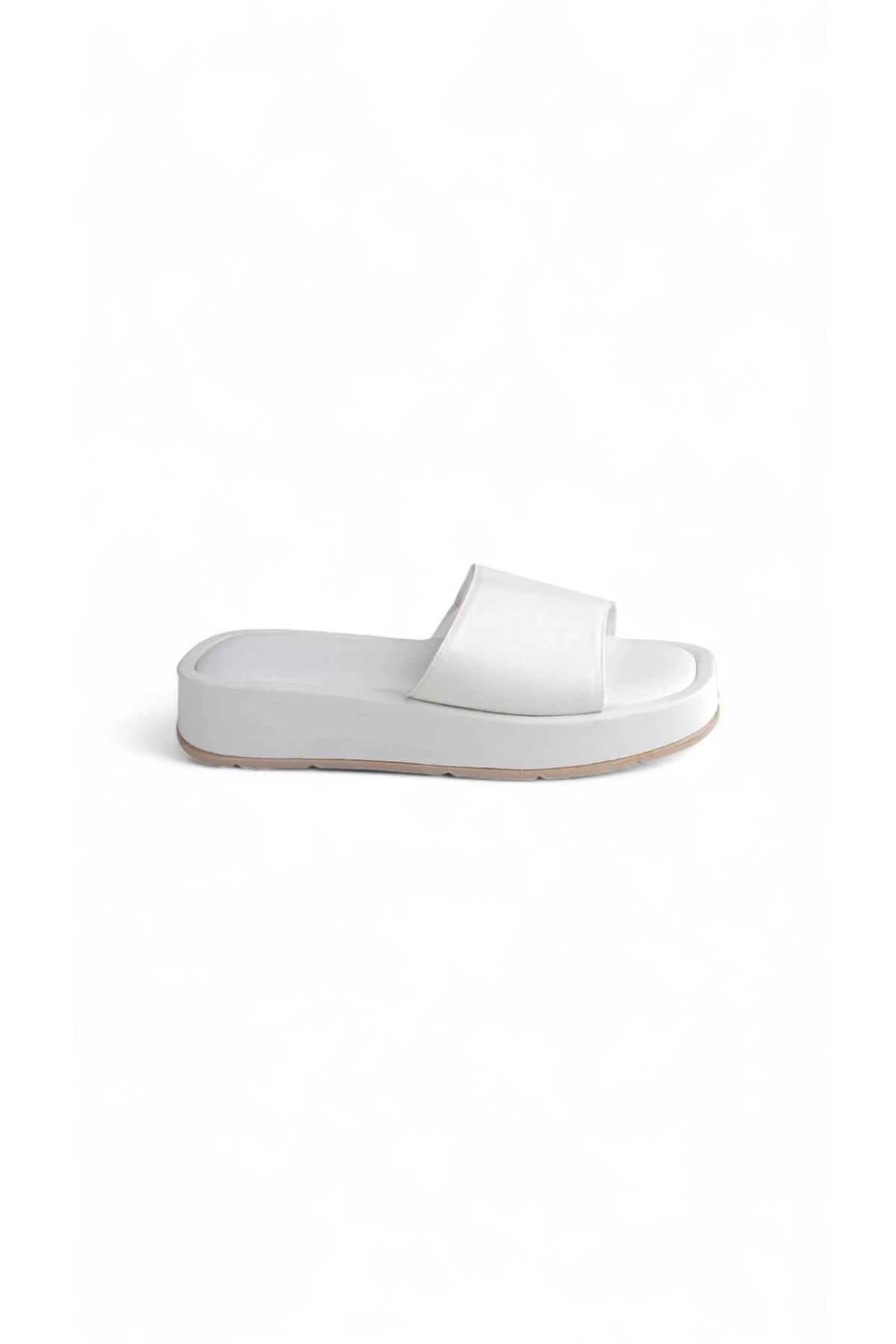 Melen Shoes Daisy Beyaz Yüksek Taban Kadın Yazlık Günlük Terlik