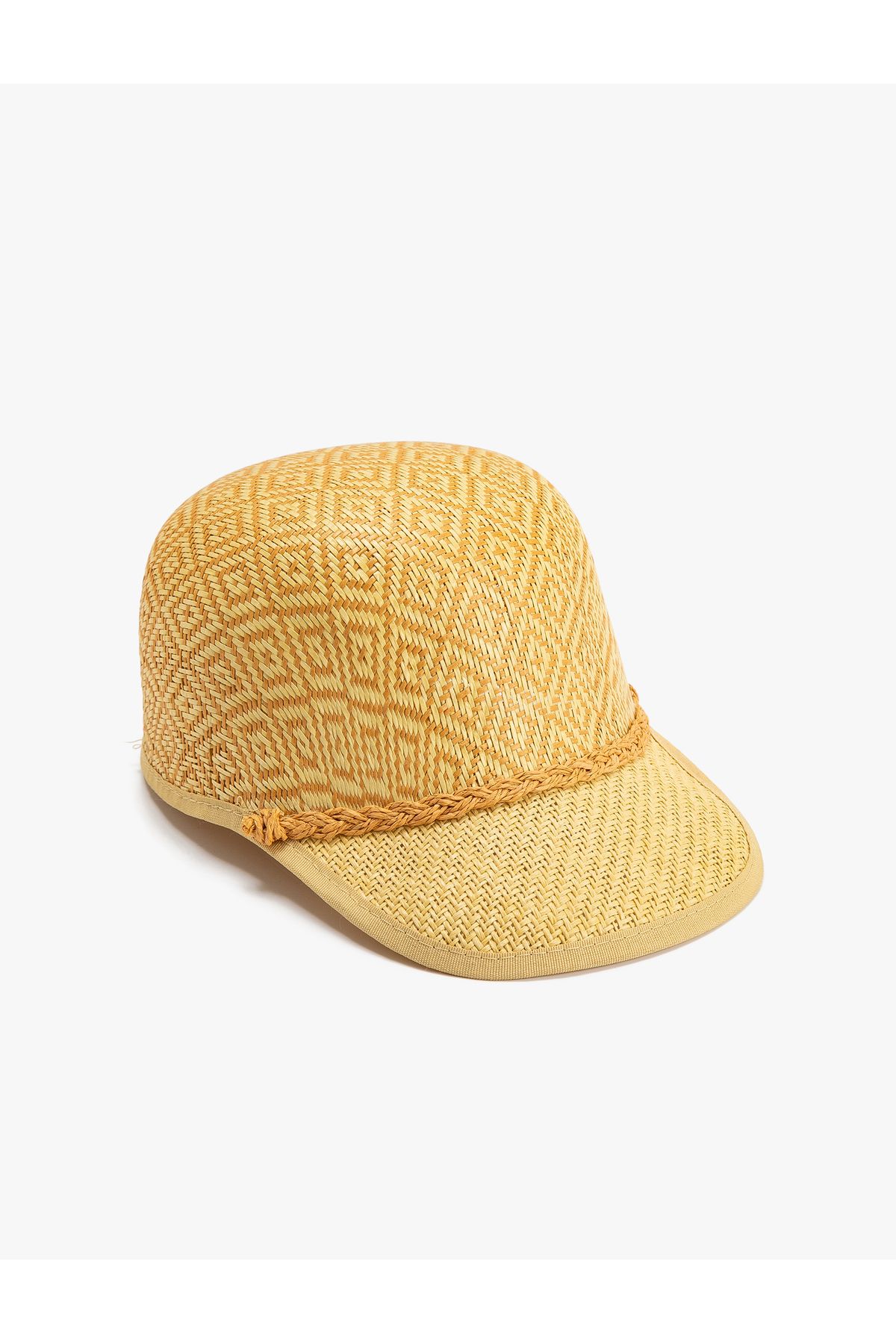 Koton Hasır Şapka Cap Geometrik Desenli Örgü Detaylı