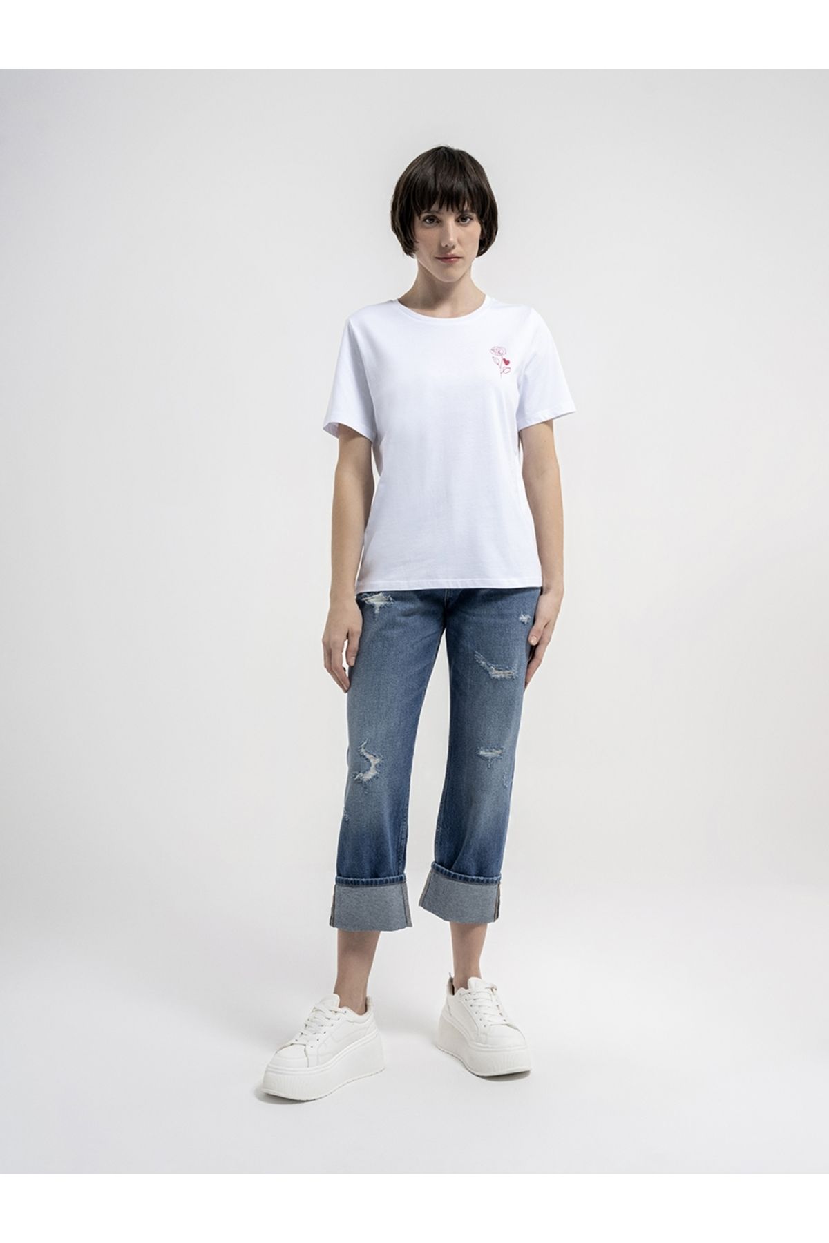 Loft Lf2035659 Kadın T-shirt Whıte