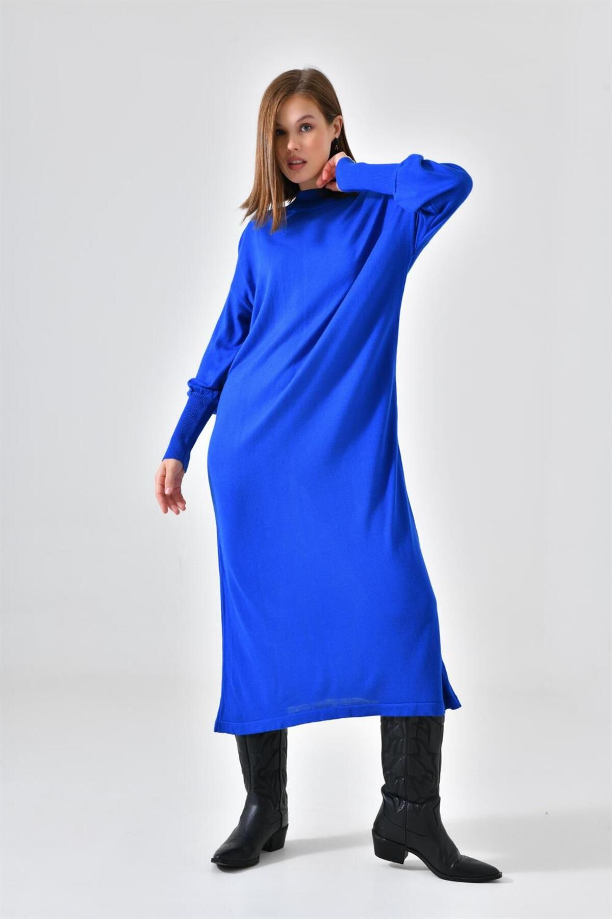 FTZ WOMEN Kadın Düz Basic Tunik Saks Mavi 20678