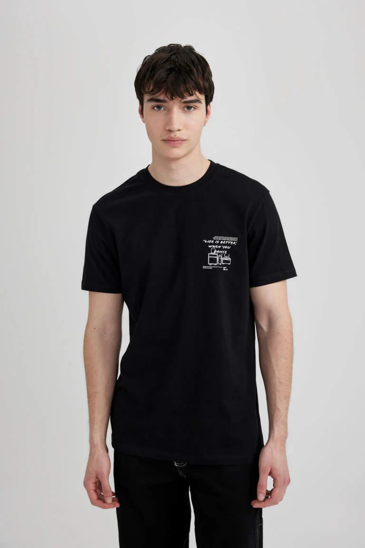 Defacto Erkek T-shirt C2132ax/bk81 Black