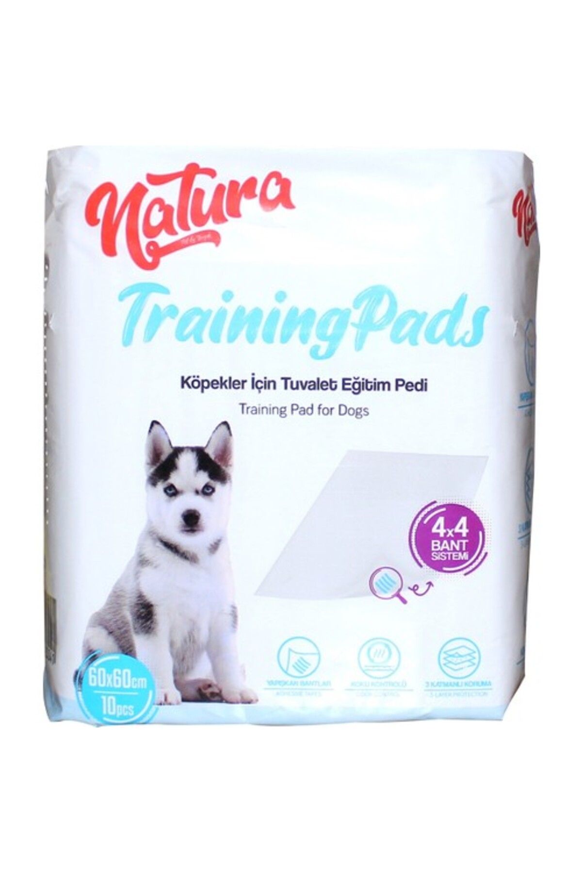 Natura Pet Natura Kaydırmaz Bantlı Köpek Tuvalet Eğitim Pedi 10'lu 60x60 Cm