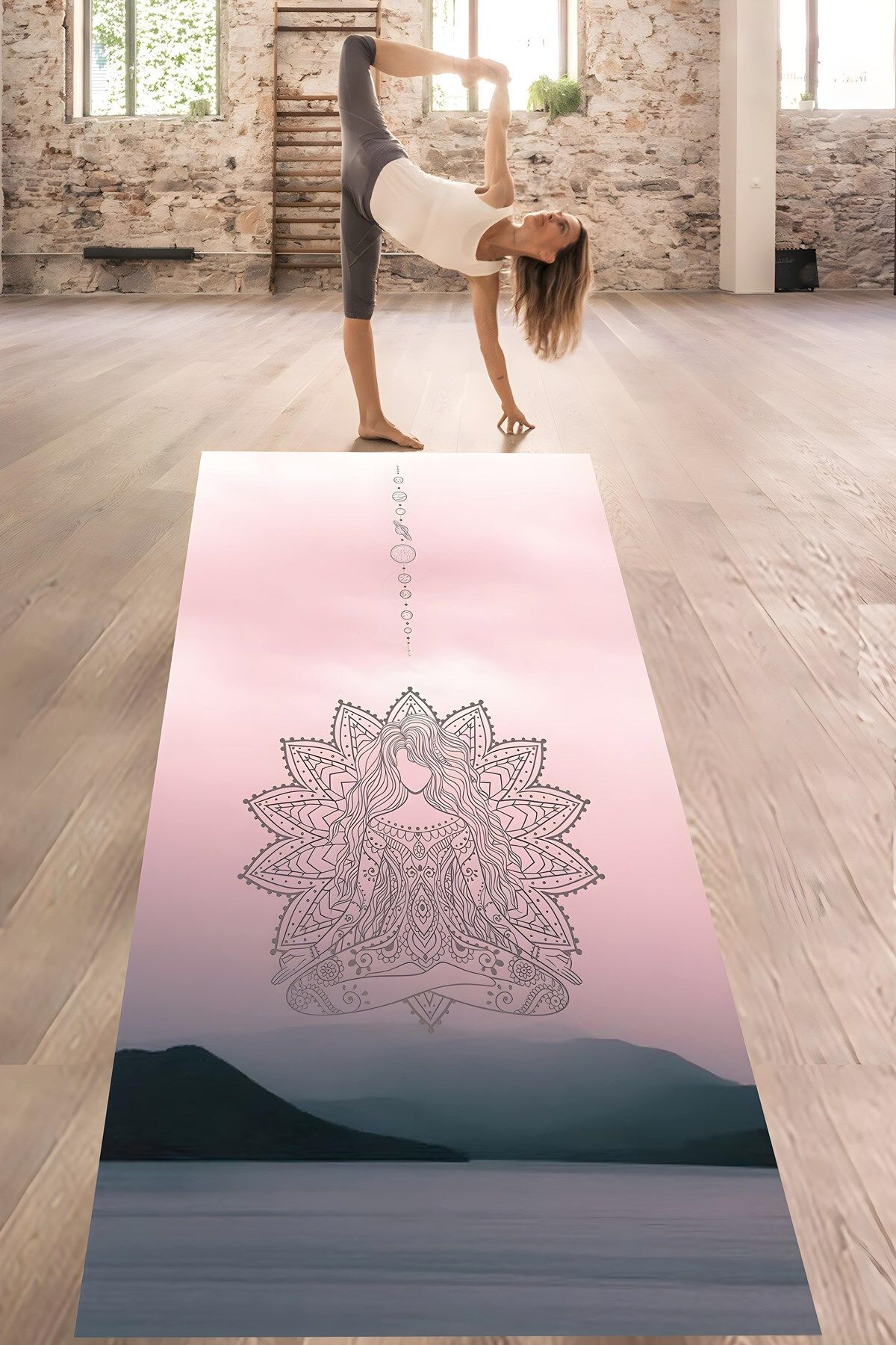 on the clouds Mandala Ve Çakra Desenli Yıkanabilir Kaymaz Taban Leke Tutmaz Yoga Matı Pilates Minderi