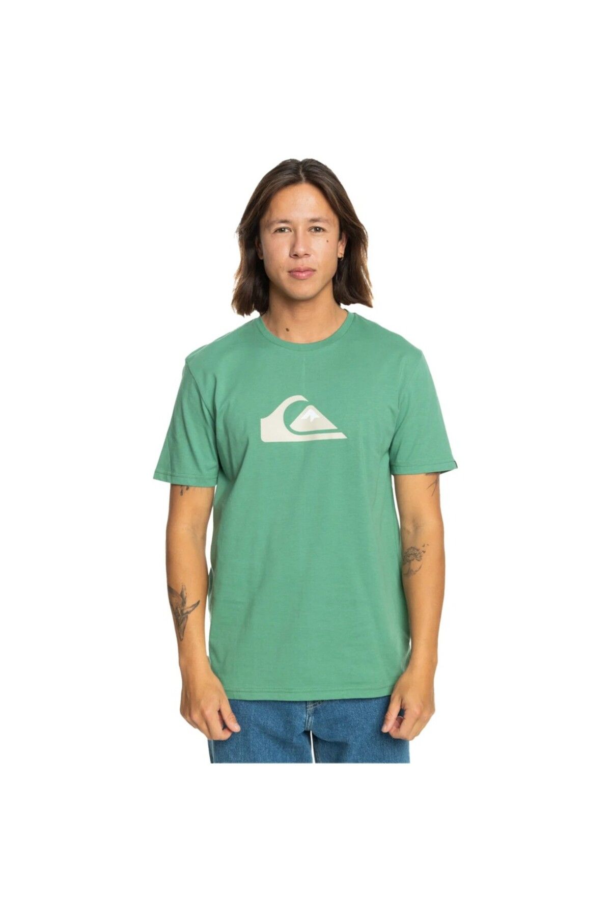 Quiksilver Comp Logo Erkek Yeşil Yuvarlak Yaka Tişört