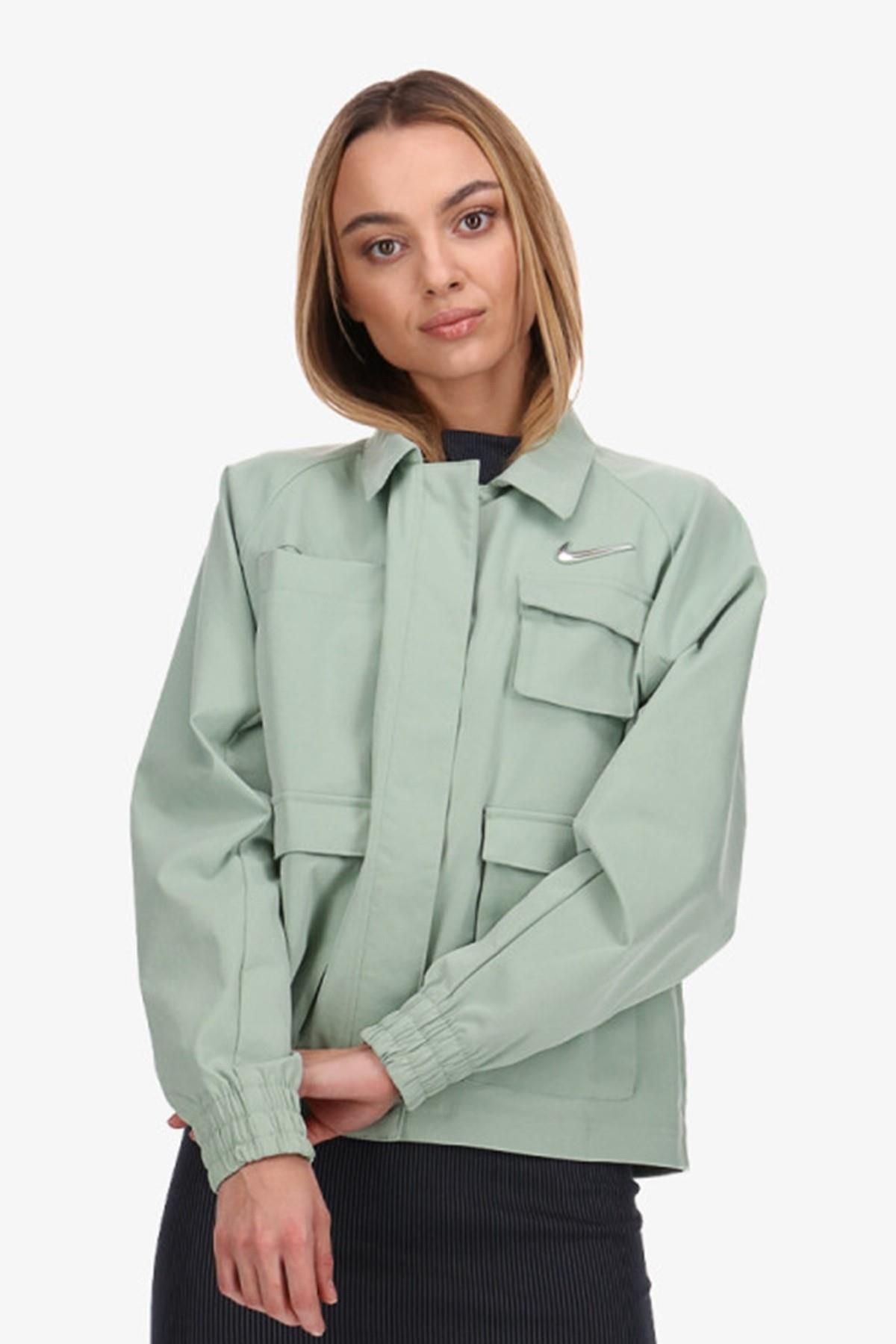 Nike Sportswear Swoosh Dokuma Kadın Ceket Yumuşak Yeşil
