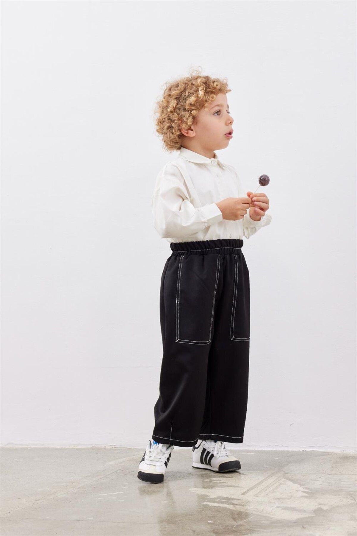 Fahhar Kids Çocuk Çift Iğne Şalvar Pantolon Siyah