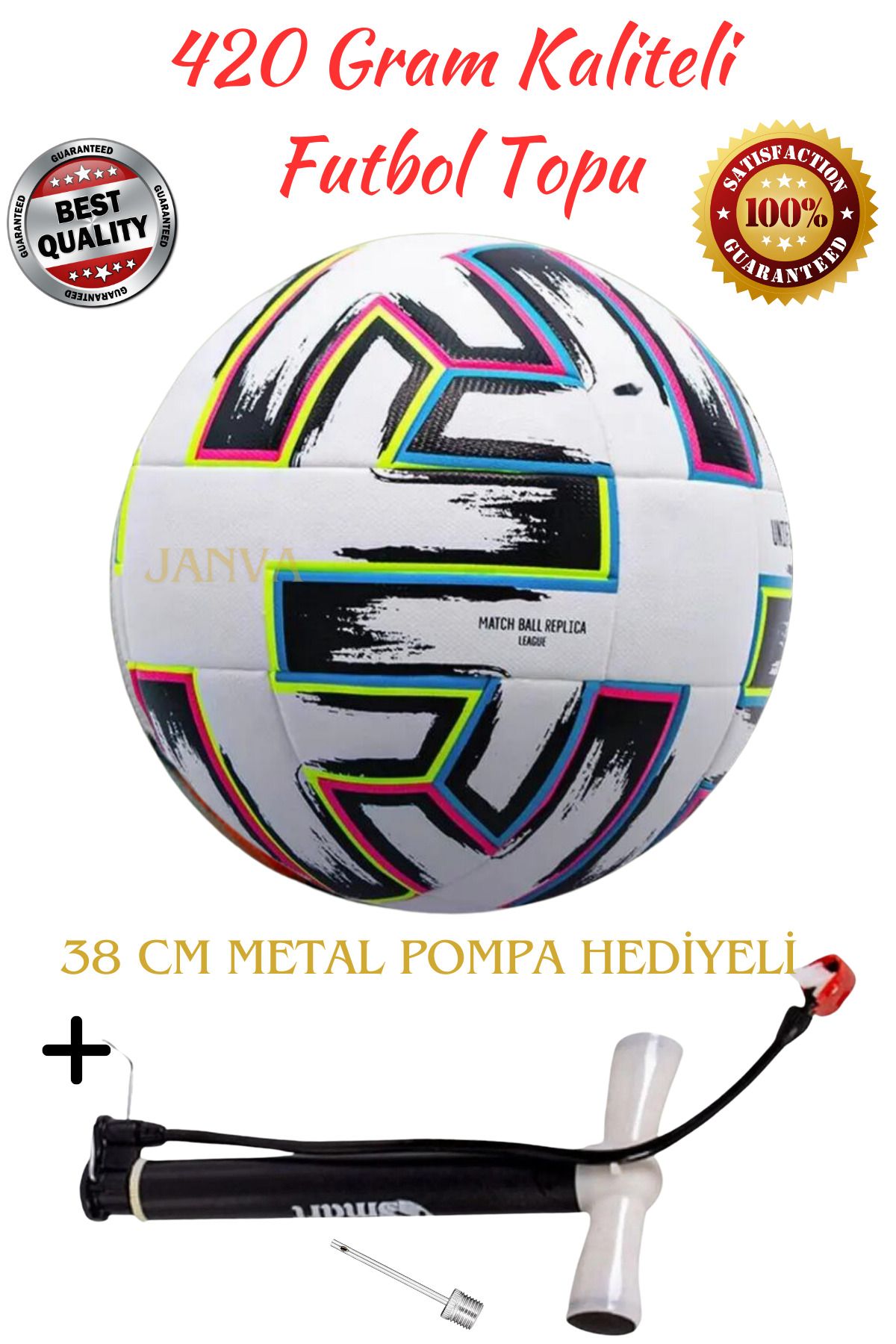 Janva Uefa Şampiyonlar Ligi Supervision Özel Futbol Topu 400 Grlazer Kesim Maç Ve Antreman Topu Pompa