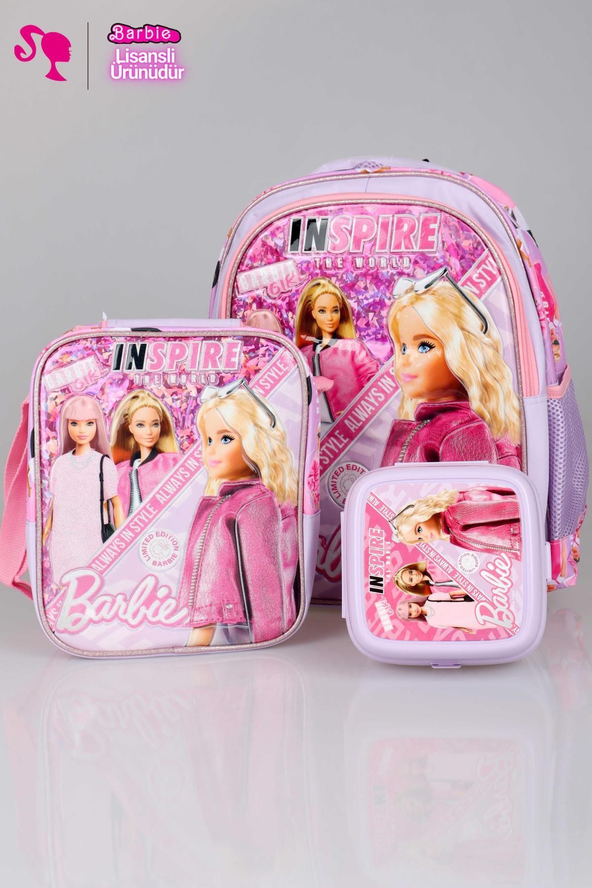 Barbie Dekomus Lisanslı "'nin Pembe Okul Serüveni Koleksiyonu" Okul Çantası,beslenme Çantası Ve Besle