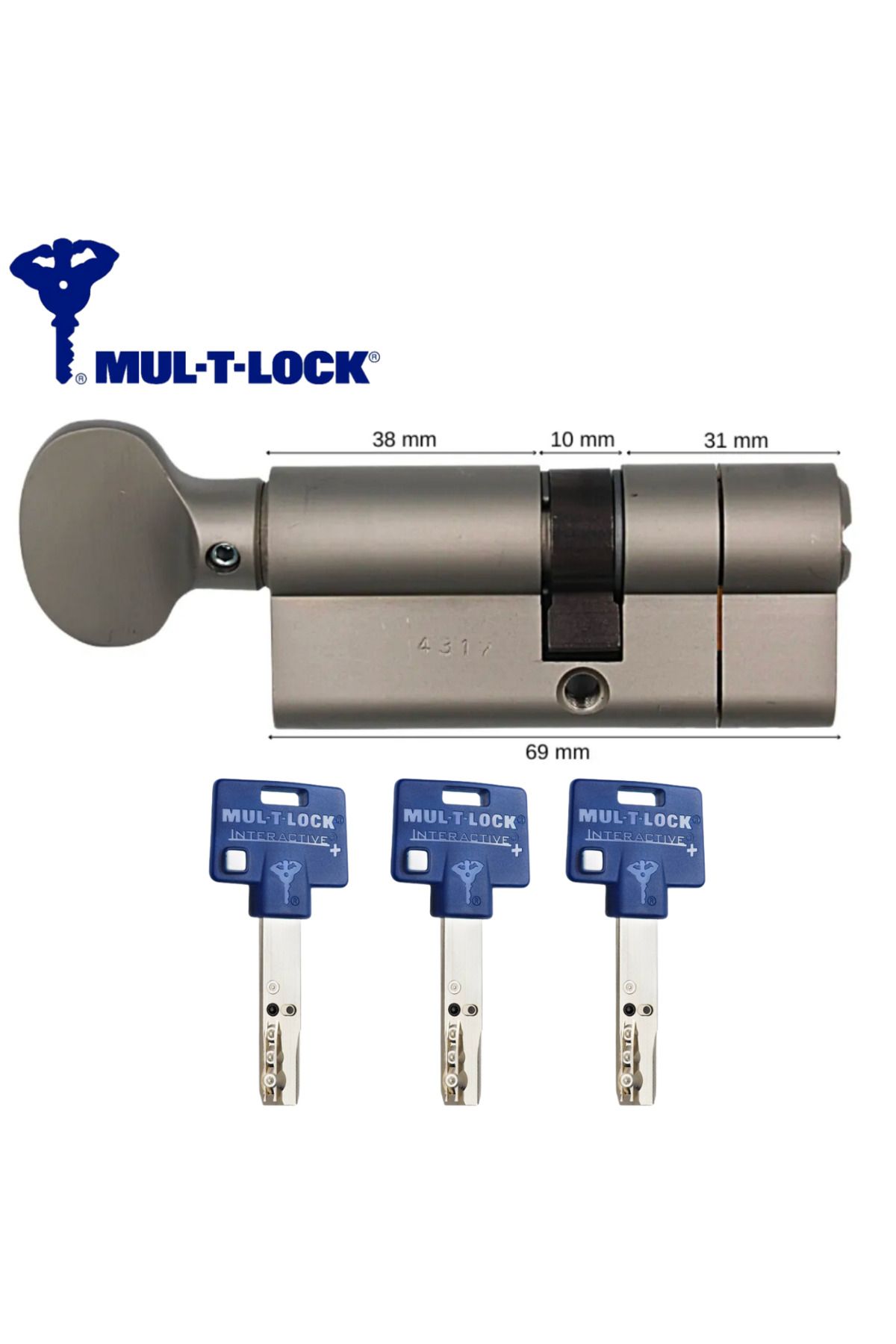 Mul-T-Lock Bilyalı Barel Tuzaklı Kgb 69 Mm 7x7 Saten 3 Anahtar