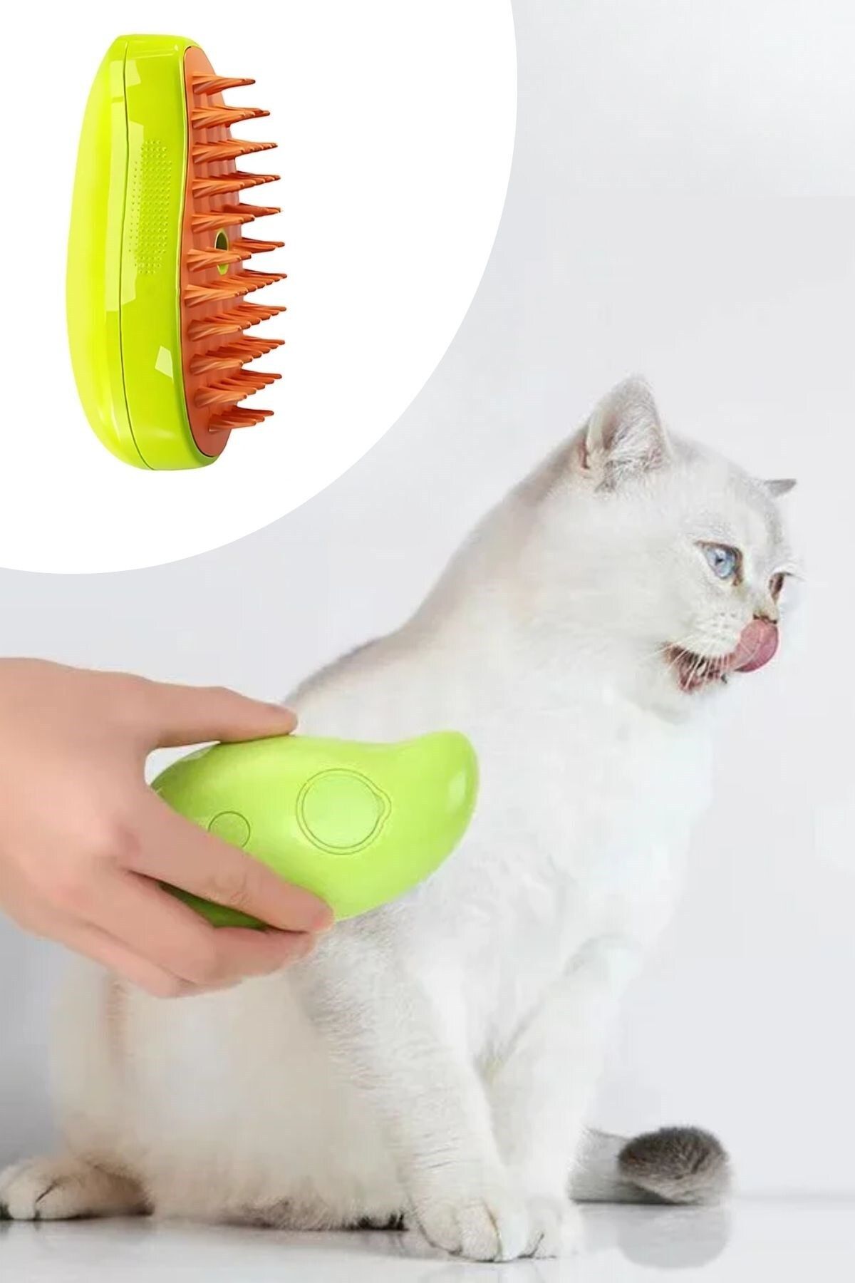 Buffer ® Buharlı Yumuşak Silikon Uçlu Kedi & Köpek Tüy Tarama Tarağı Yıkama Fırçası