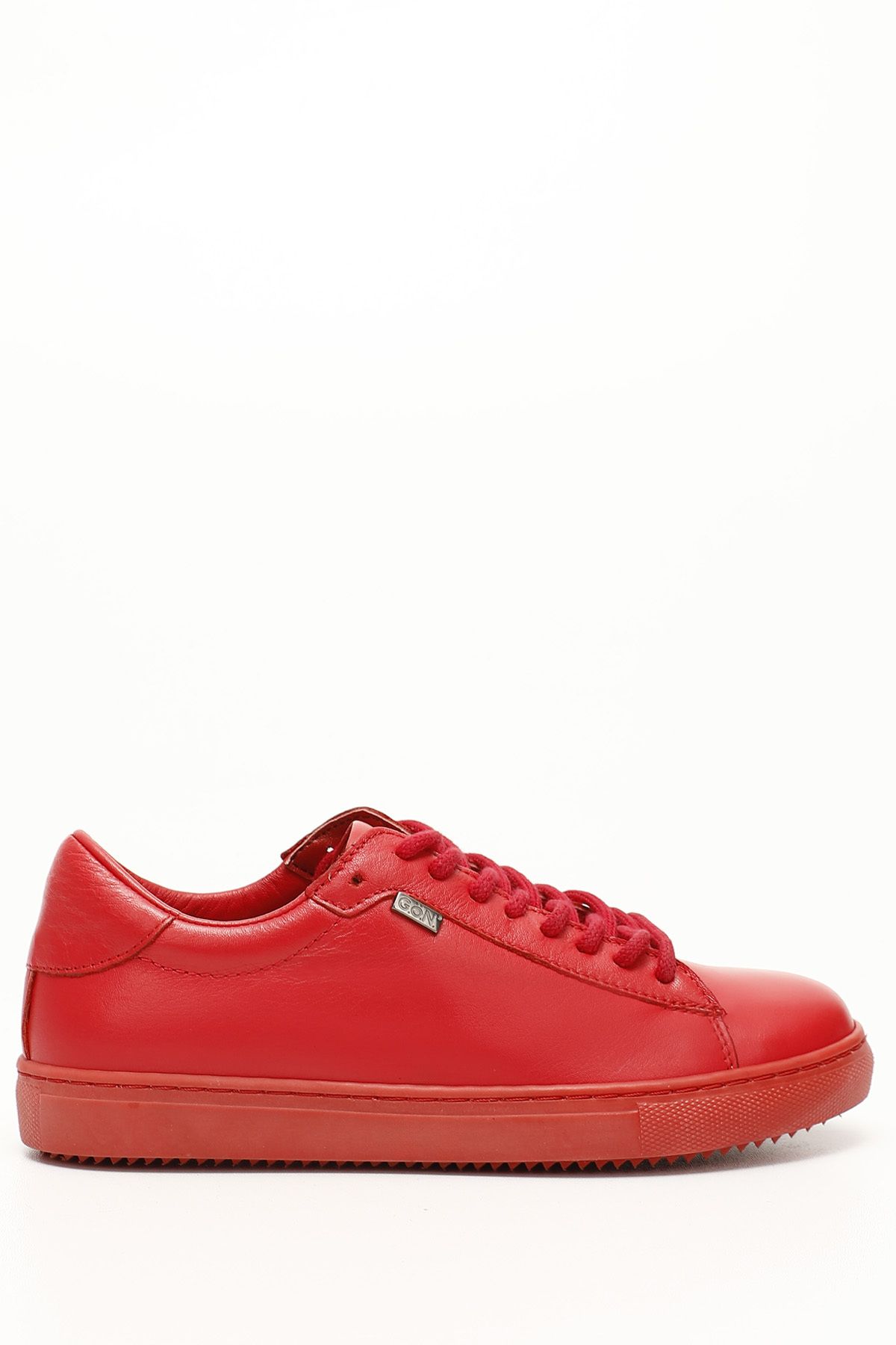 GÖNDERİ(R) Kırmızı Antik Gön Hakiki Deri Yuvarlak Burun Bağcıklı Kadın Sneaker 24237