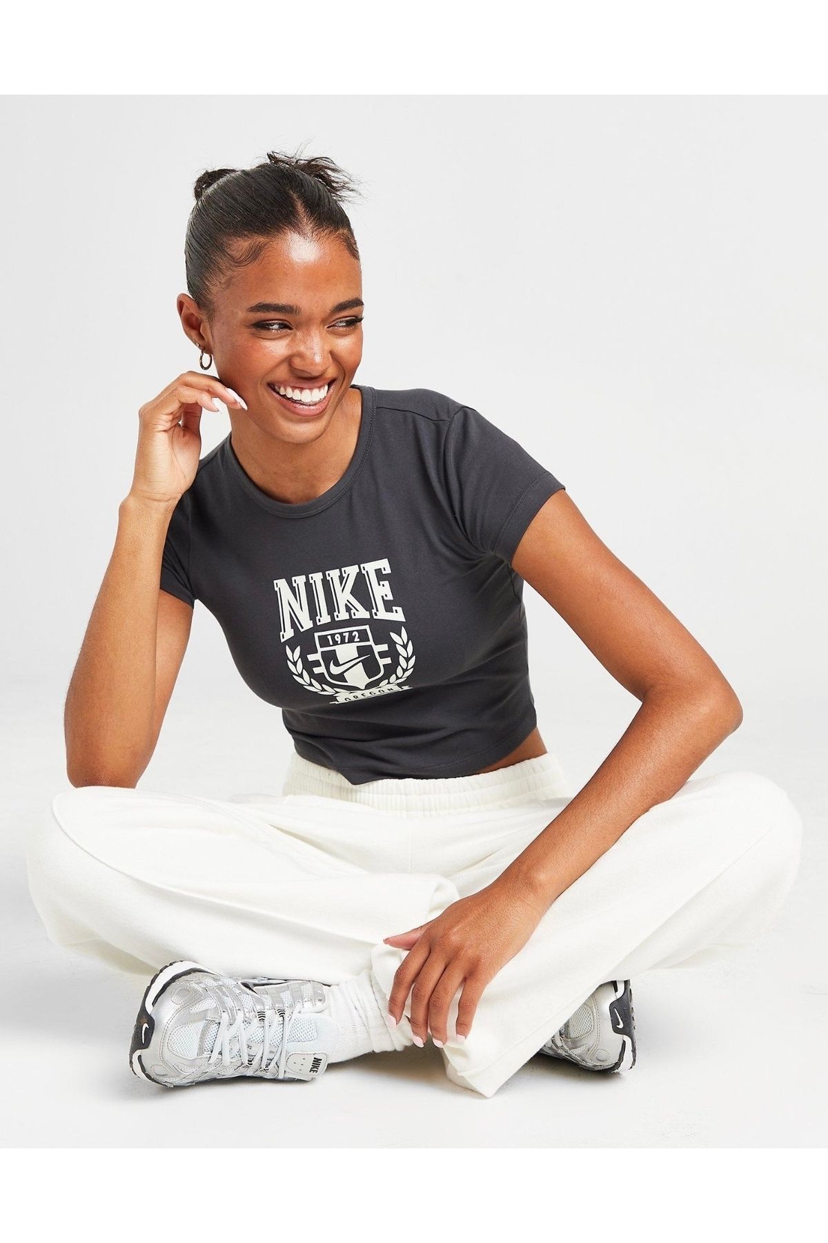 Nike Sportswear Bby Varsity Short-Sleeve Crop Gri Kadın T-shirt