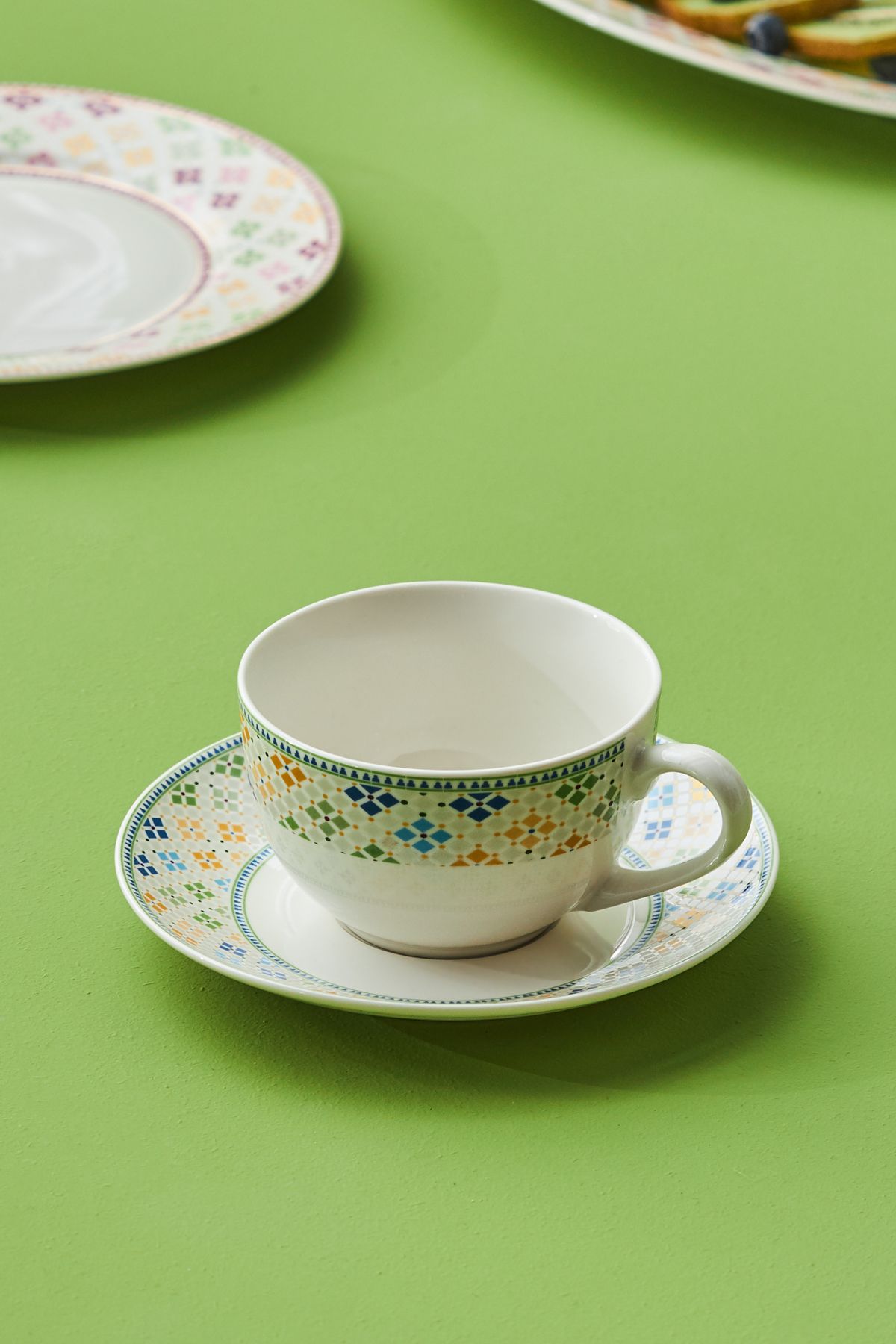 Karaca Block Çay Fincanı Ve Tabağı 220 ml Mavi