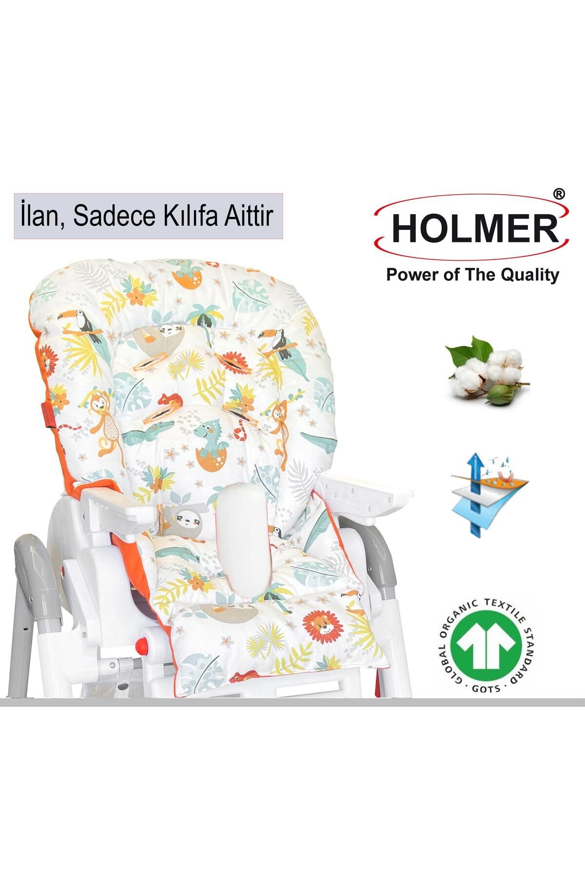 Holmer Leke Tutmaz Organik Mama Sandalyesi Minderi & Kılıfı Max-m Açık Gri