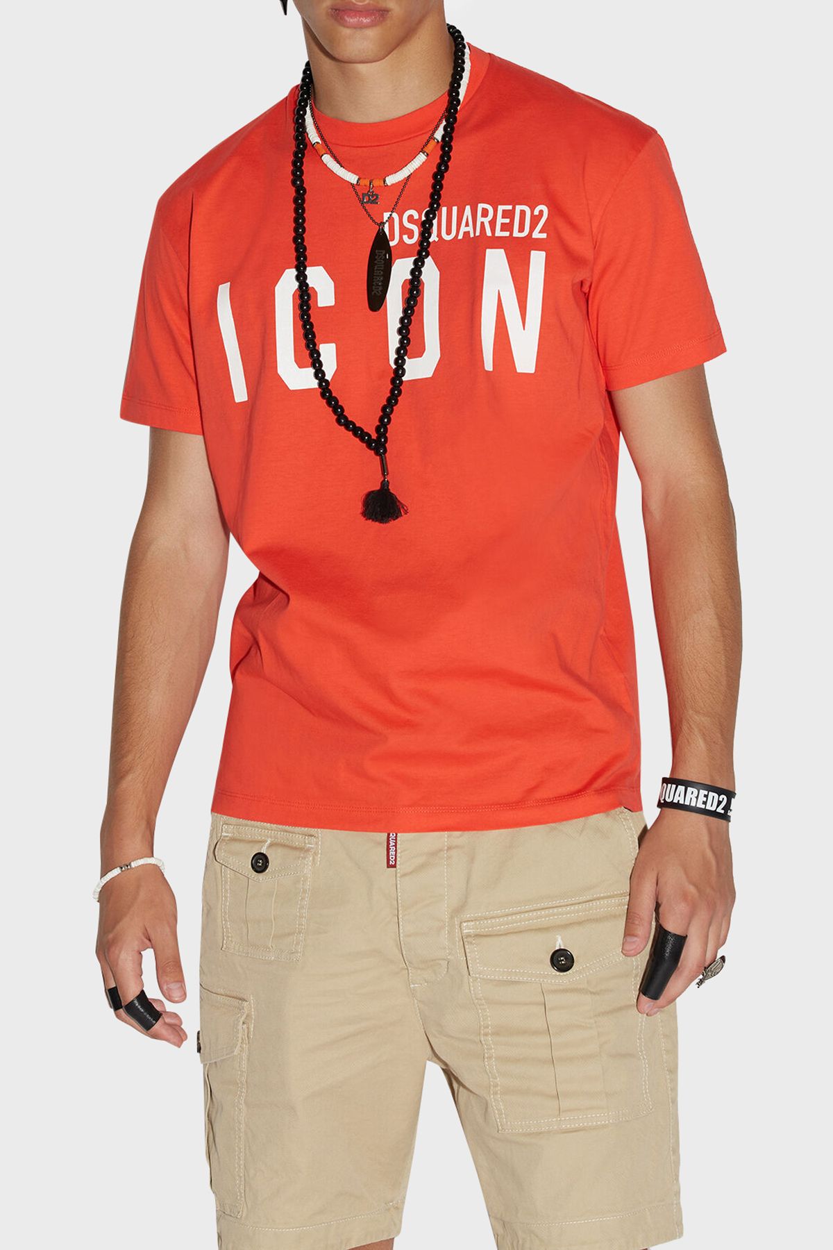 DSquared2 Icon Cool Slim Fit Pamuklu Jarse T Shirt Erkek T SHİRT S79GC0003 S23009 311