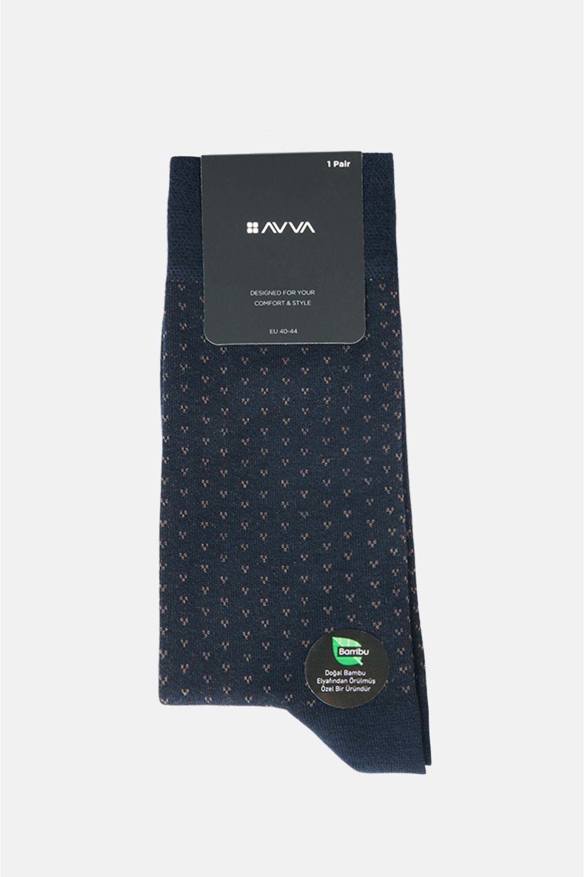 Avva Erkek Lacivert Desenli Bambu Soket Çorap A32y8529