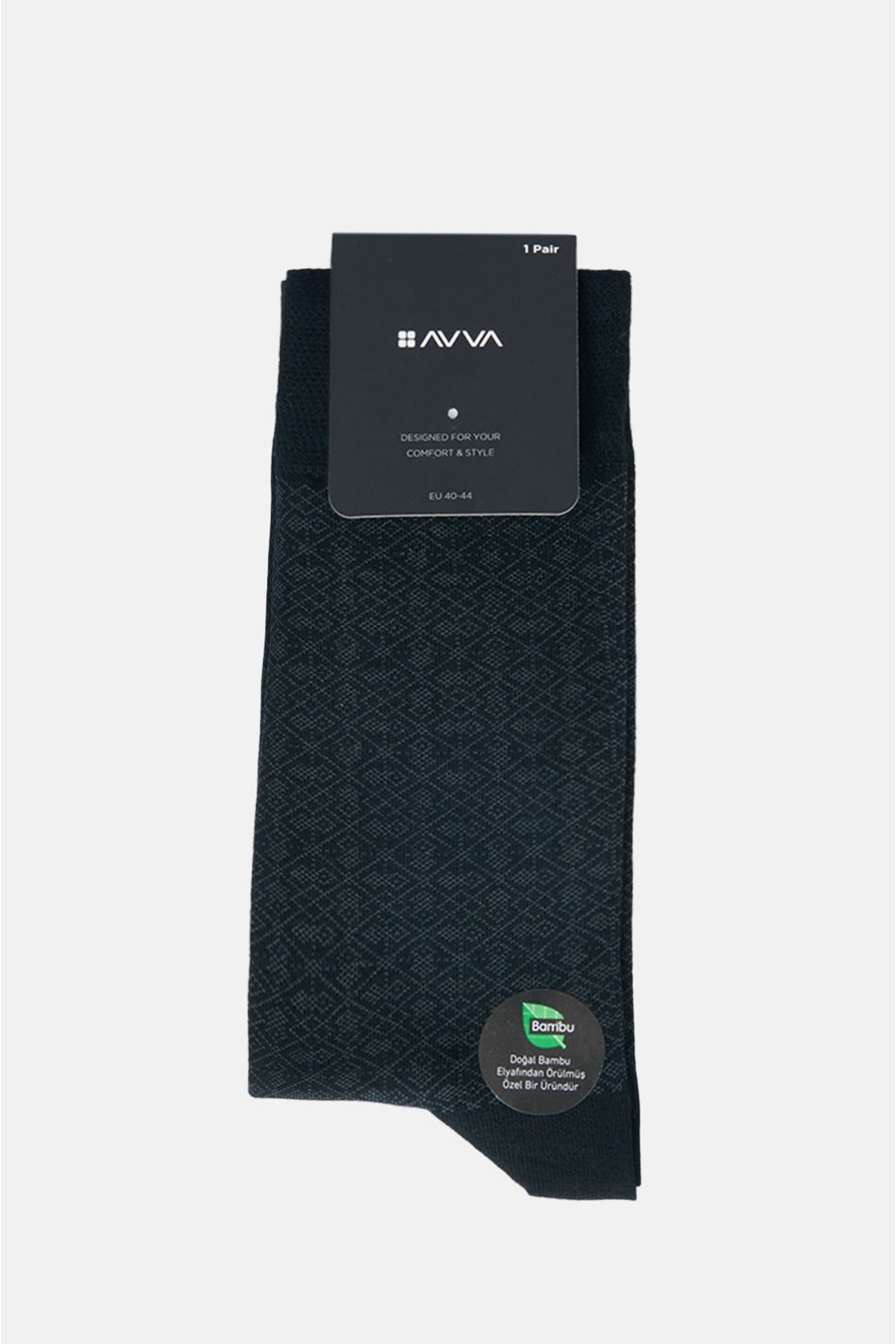 Avva Erkek Siyah Desenli Bambu Soket Çorap A32y8518