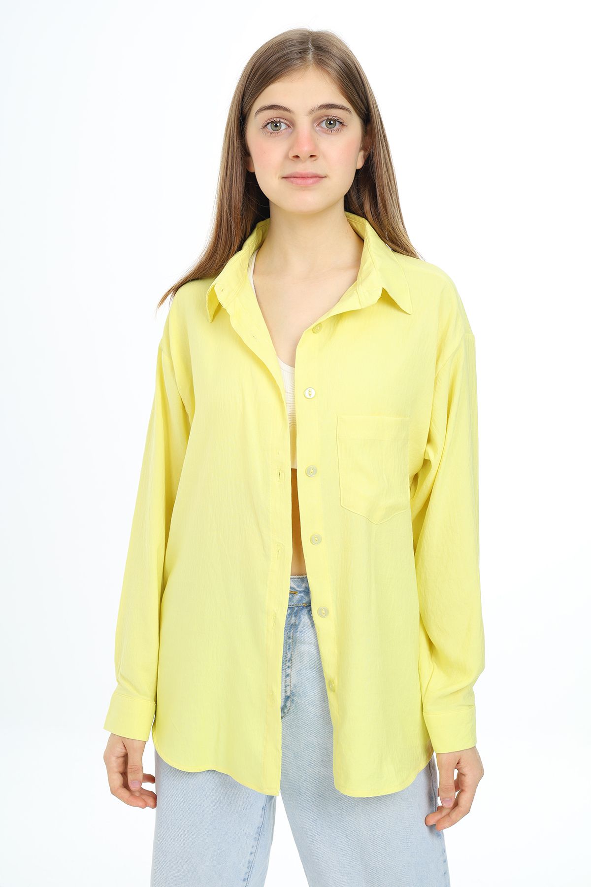 Cansın Mini Sarı Kız Çocuk Gömlek 17968