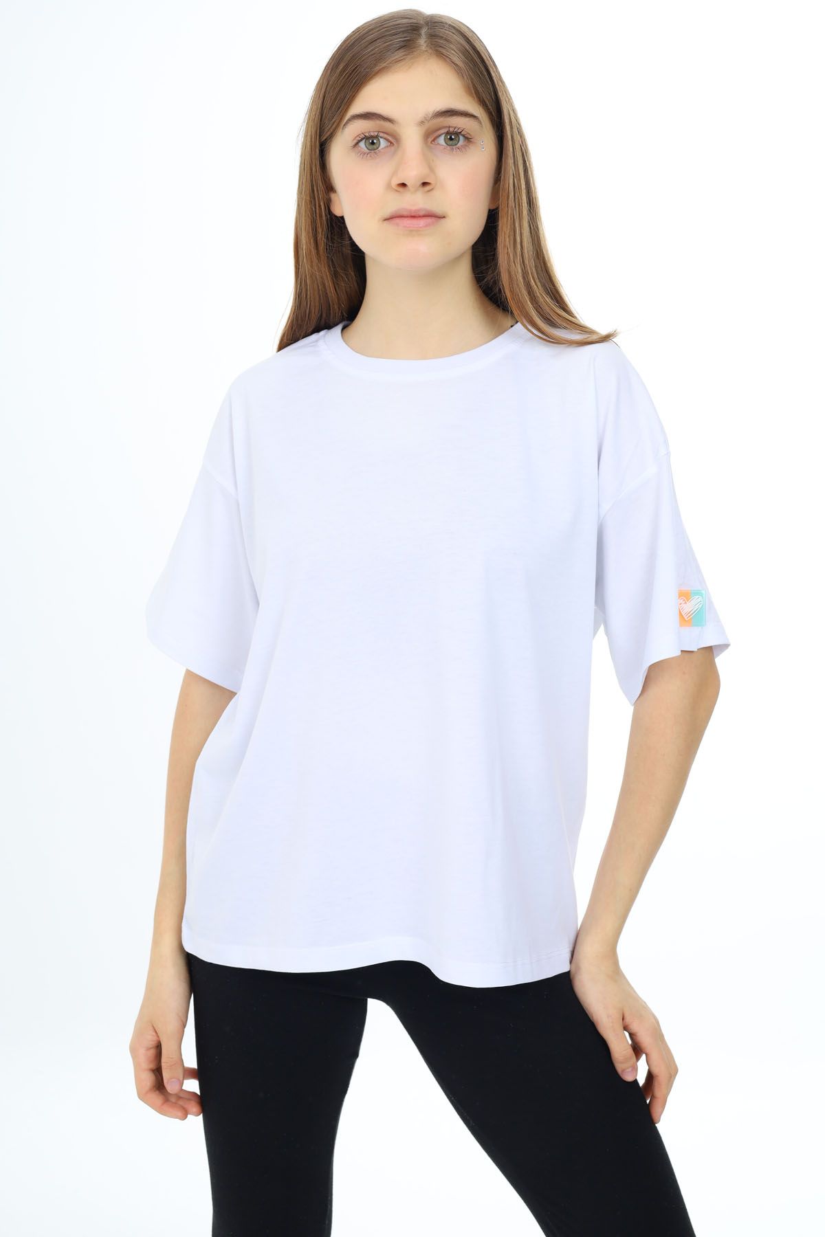 Cansın Mini Beyaz Kısa Kollu Basic Kız Çocuk T-shirt 17772