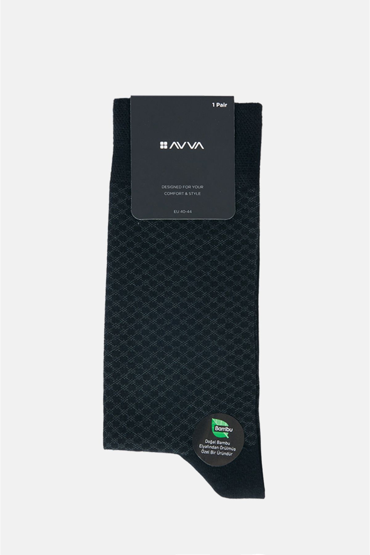 Avva Erkek Siyah Desenli Bambu Soket Çorap A32y8543