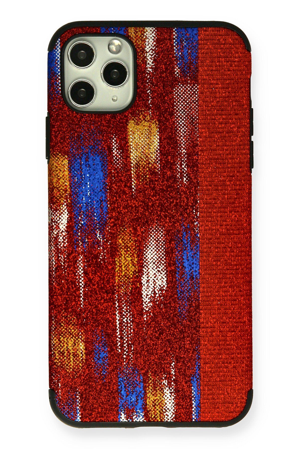 NewFace iPhone 11 Pro Max Kılıf Ottoman Simli Silikon - Kırmızı 374113