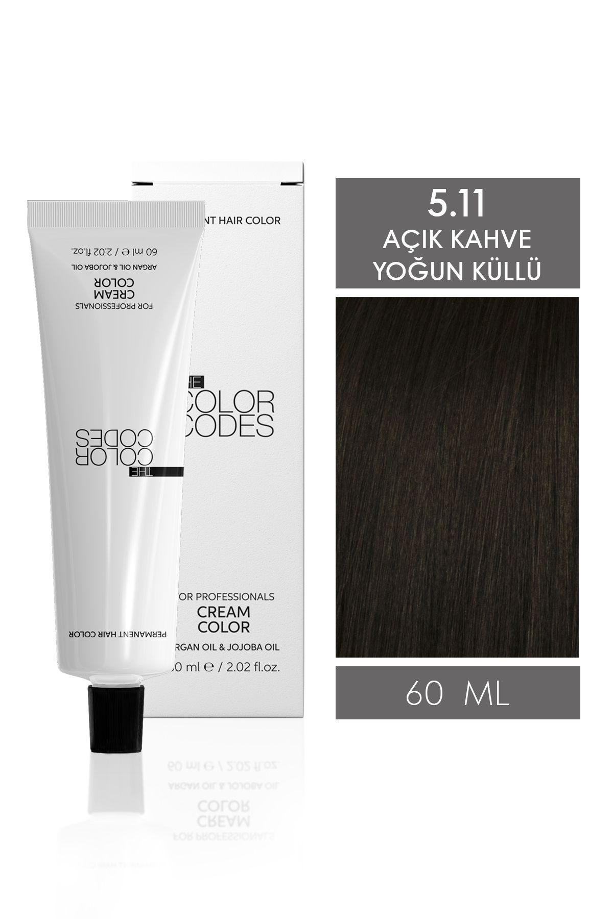 THE COLOR CODES CREAM COLOR SAÇ BOYASI 5.11 YOĞUN AÇIK KÜLLÜ KAHVE 60ML