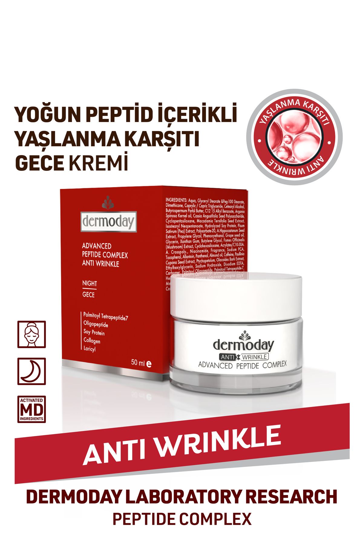 Dermoday Anti Wrinkle Peptide Complex Night Kırışıklık Karşıtı Gece Kremi