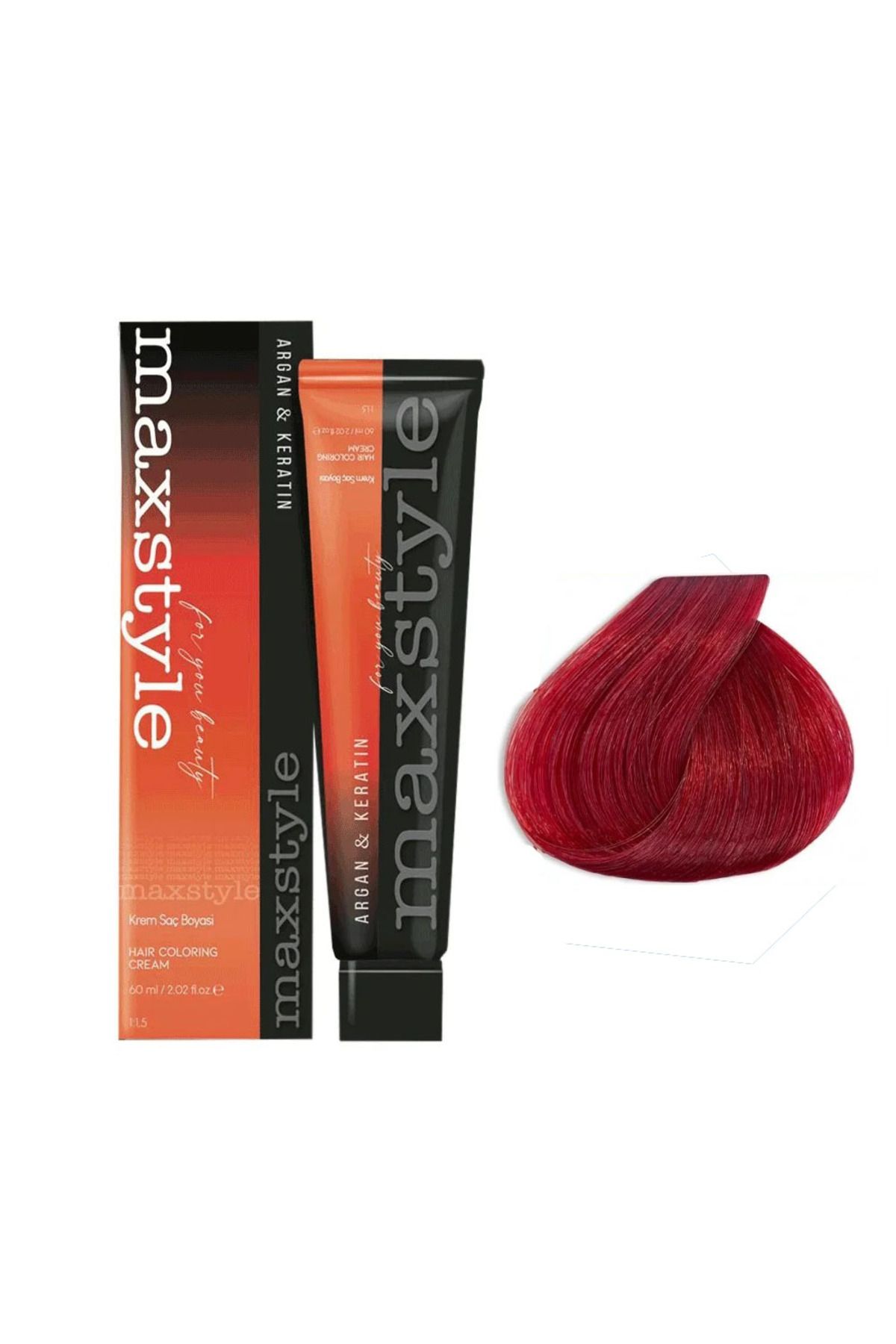 MAXSTYLE Argan Keratin Saç Boyası 66.46 Çilek Kızılı x 2 Adet