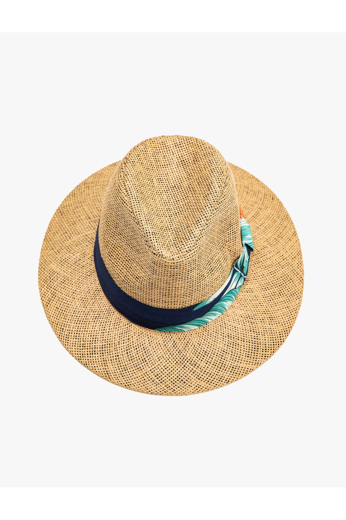Koton Hasır Fötr Şapka Tropikal Desenli Kurdele Detaylı