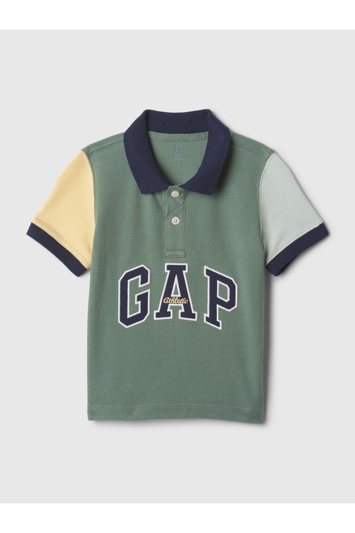 GAP Erkek Bebek Haki Gap Arch Logo Colorblock Polo Yaka T-Shirt