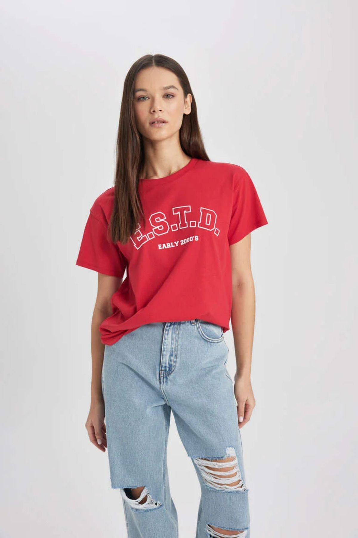 Defacto Kadın T-shirt B6756ax/rd286 Red