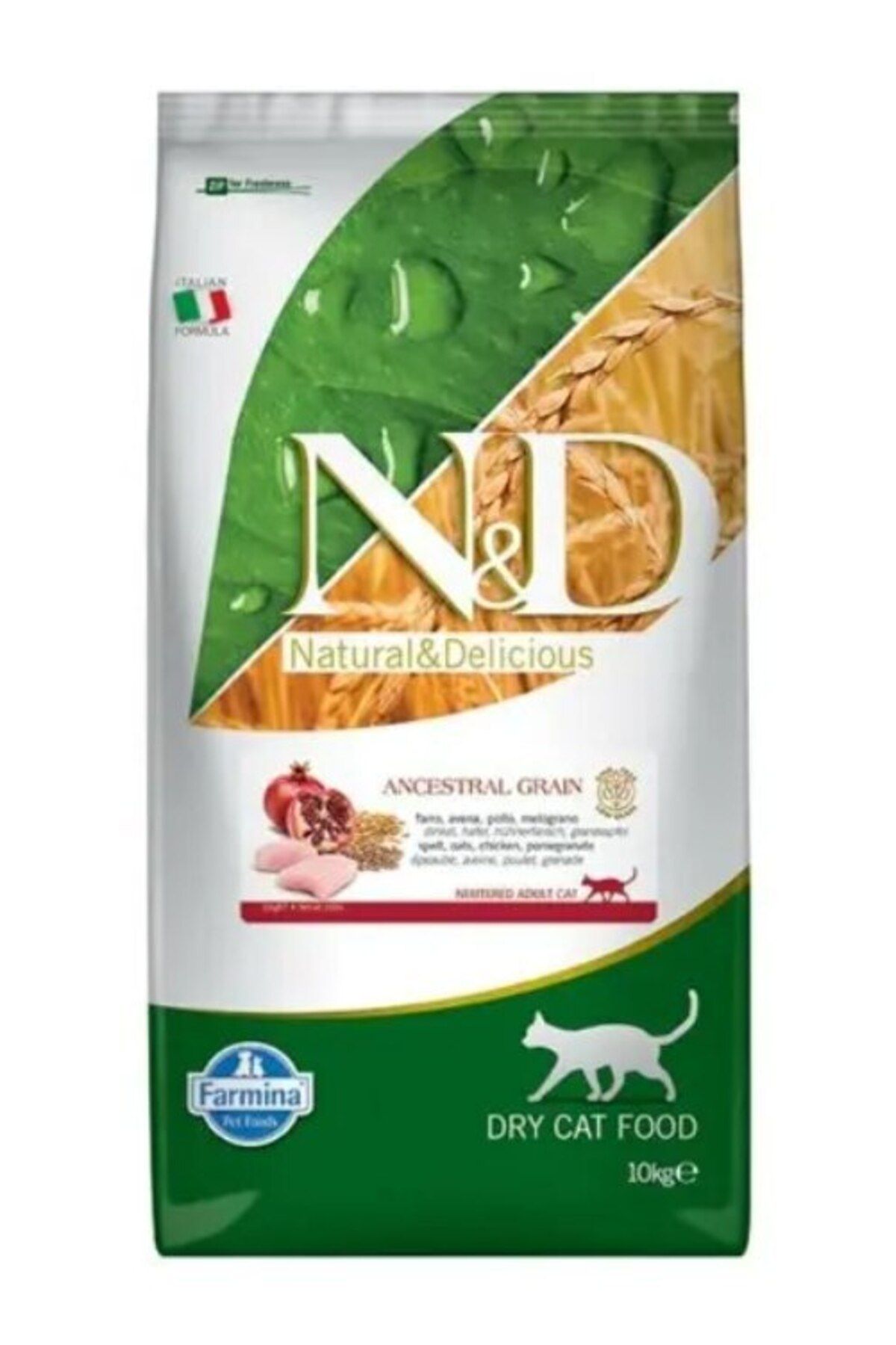N & D A.grain Düşük Tahıllı Tavuklu Ve Narlı Kısırlaştırılmış Yetişkin Kedi Kuru Maması 10 Kg