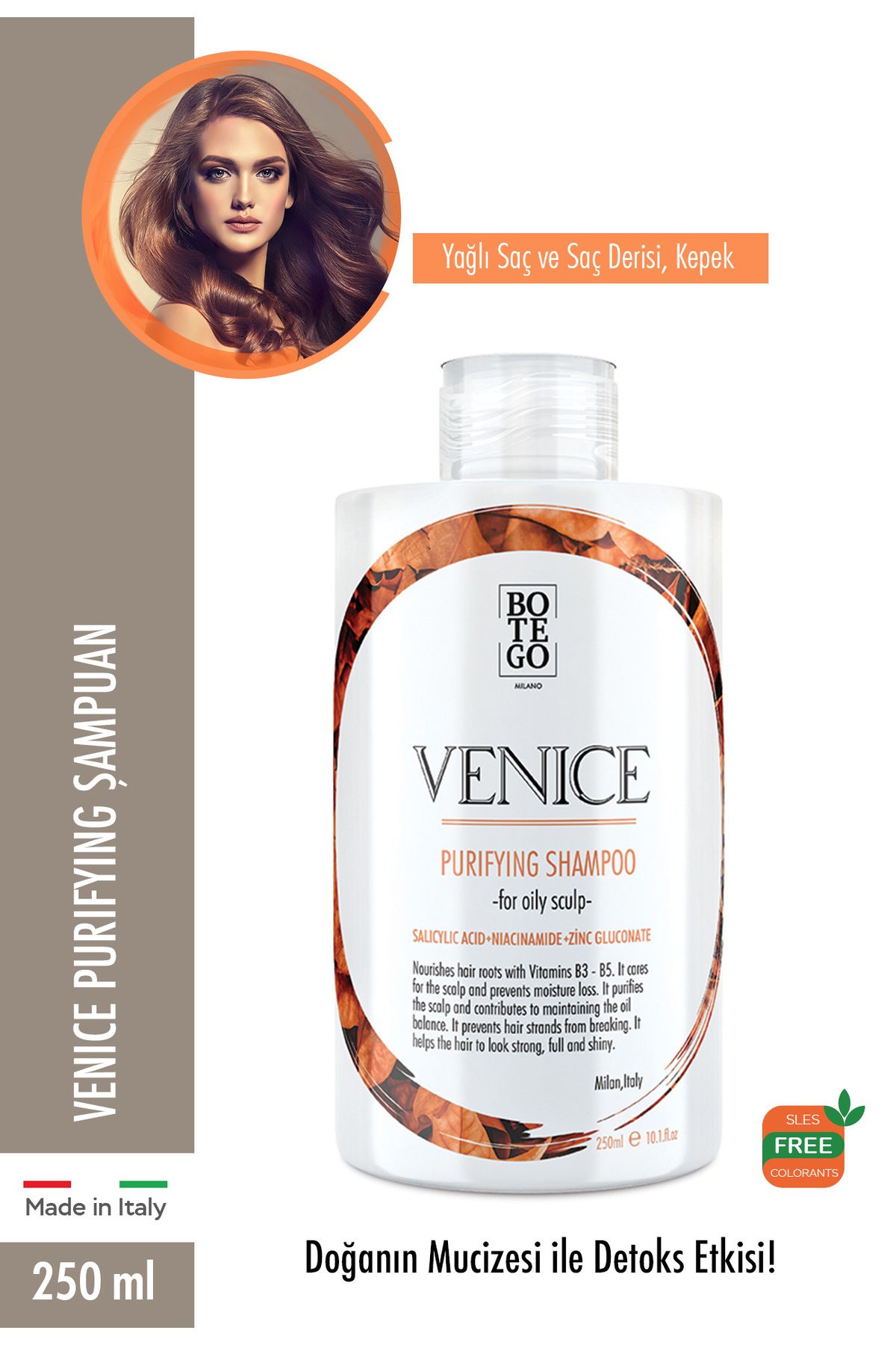 botegohair Venice Purifying Kepek Karşıtı Yağlı Saçlar Için Şampuan 250 ml