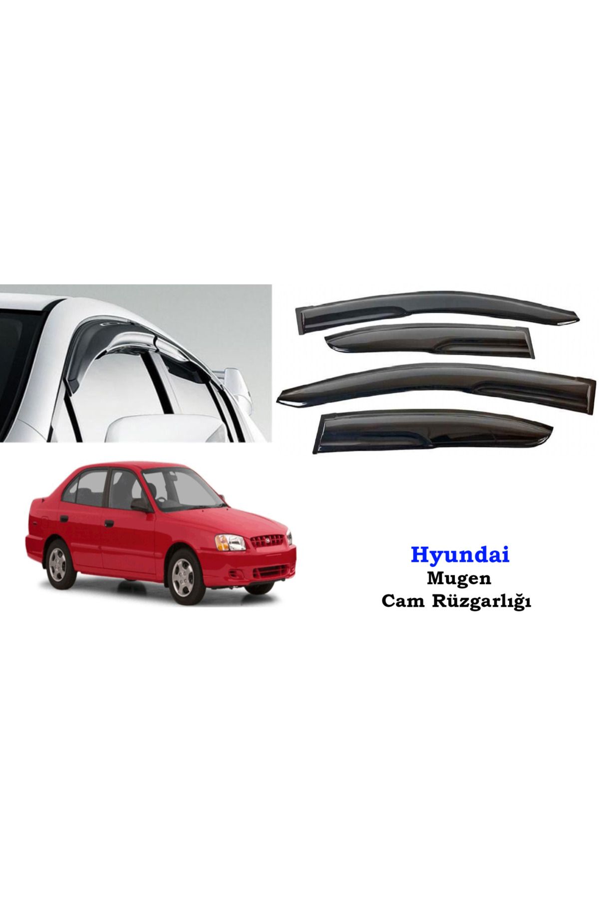 Universal Hyundai Accent Admire Mugen Cam Kenar Rüzgarlığı 2001-2005