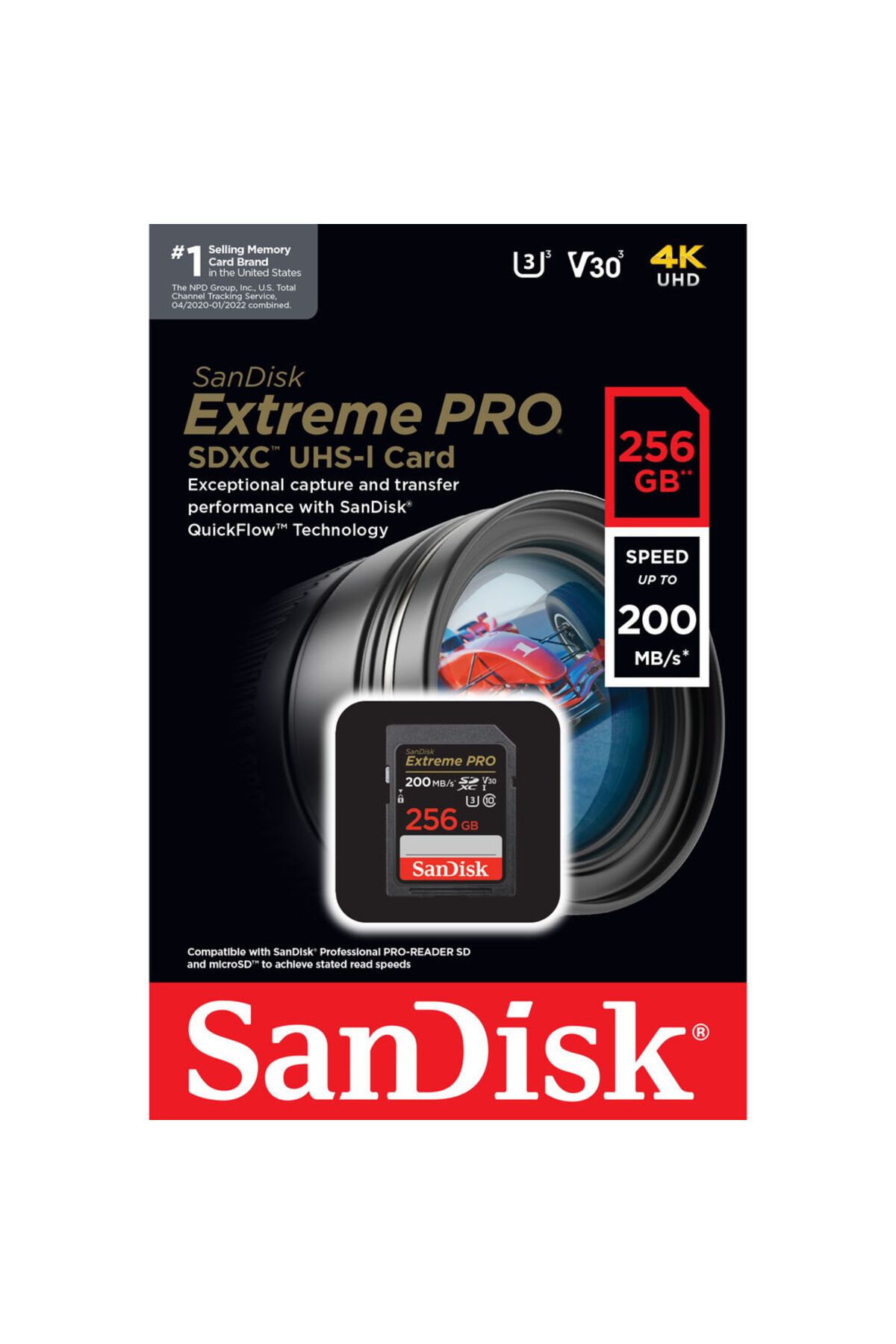 Sandisk Extreme Pro 256gb 200/140mb/s Sdxc V30 Uhs-ı U3 Hafıza Kartı Sdsdxxd-256g-gn4ın