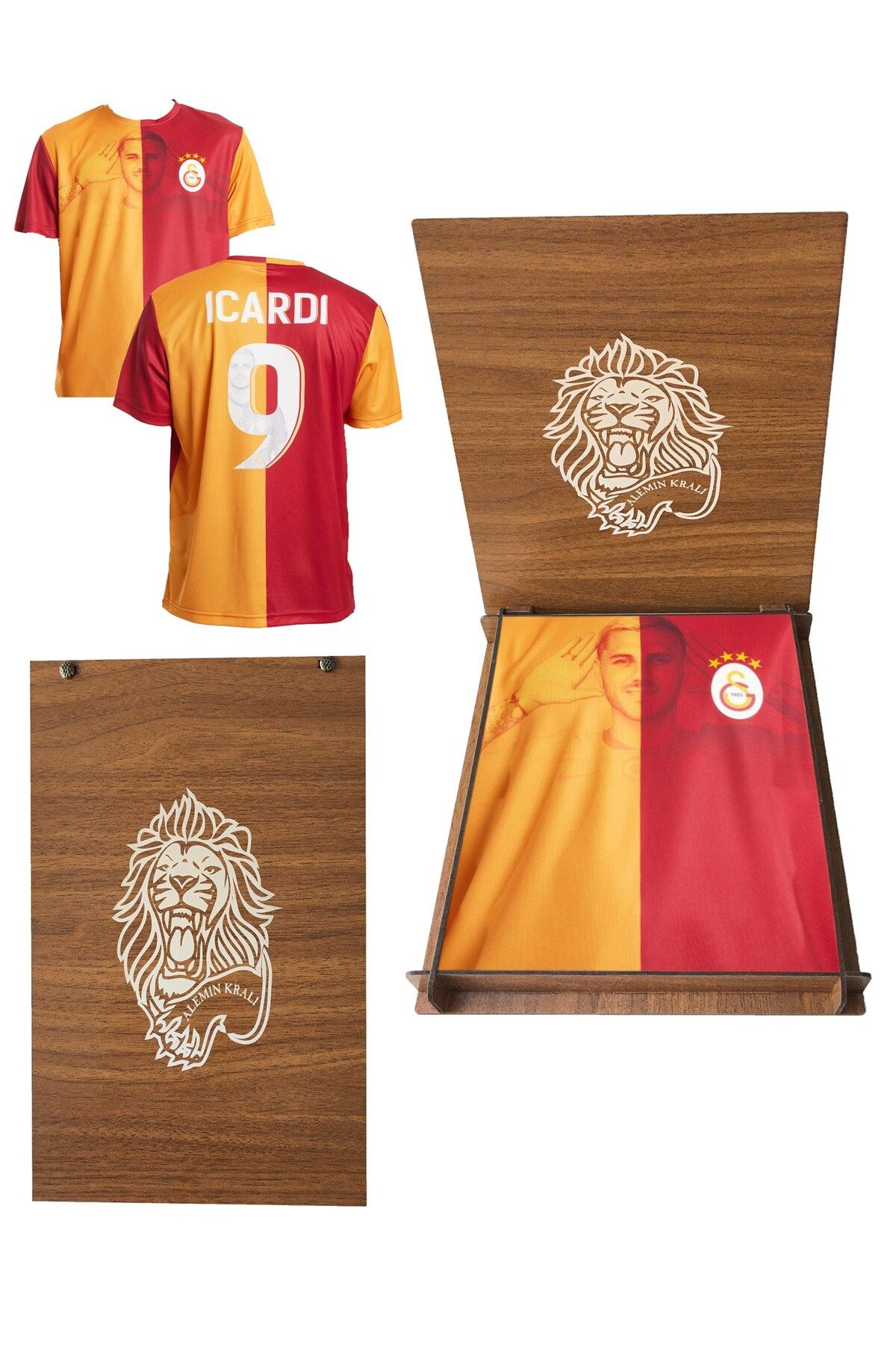 Galatasaray Lisanslı  Mauro Icardi Taraftar T-shirt Aslan Ahşap Kutulu