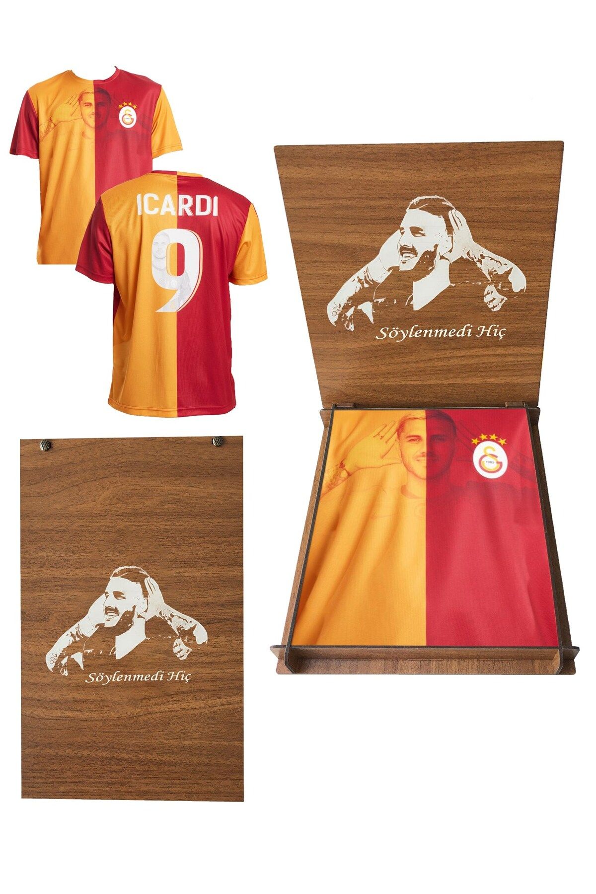 Galatasaray Lisanslı  Mauro Icardi Taraftar T-shirt İcardi Ahşap Kutulu