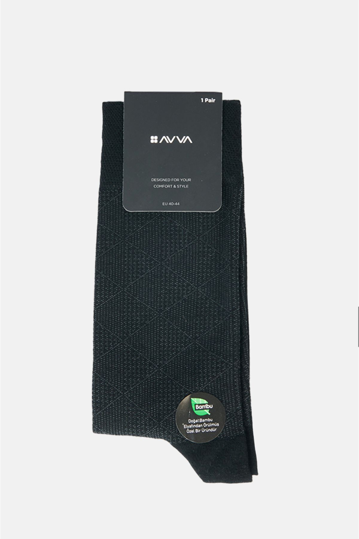 Avva Erkek Siyah Desenli Bambu Soket Çorap A32y8525