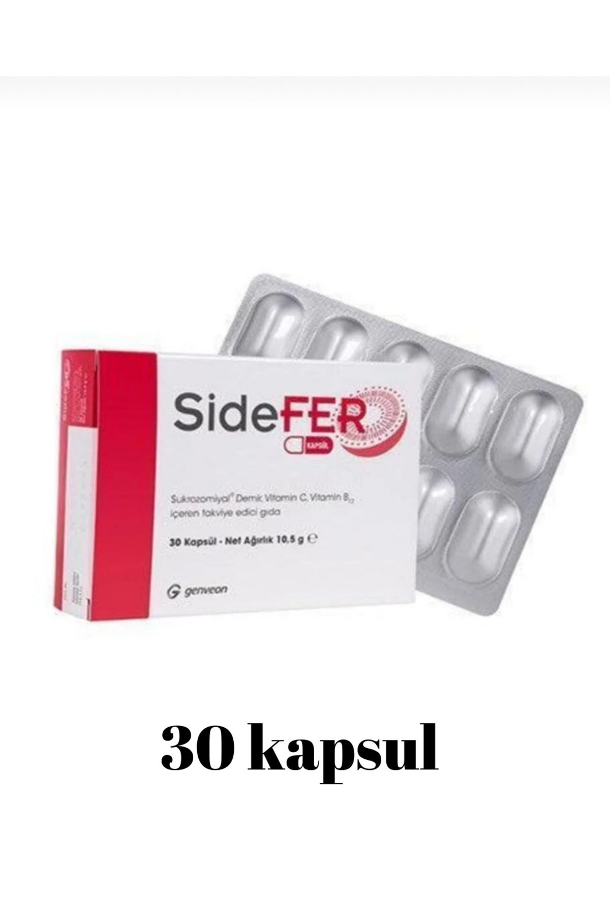 Sidefer Sukrozomiyal 30 Kapsül Demir Vitamin C Vitamin B12