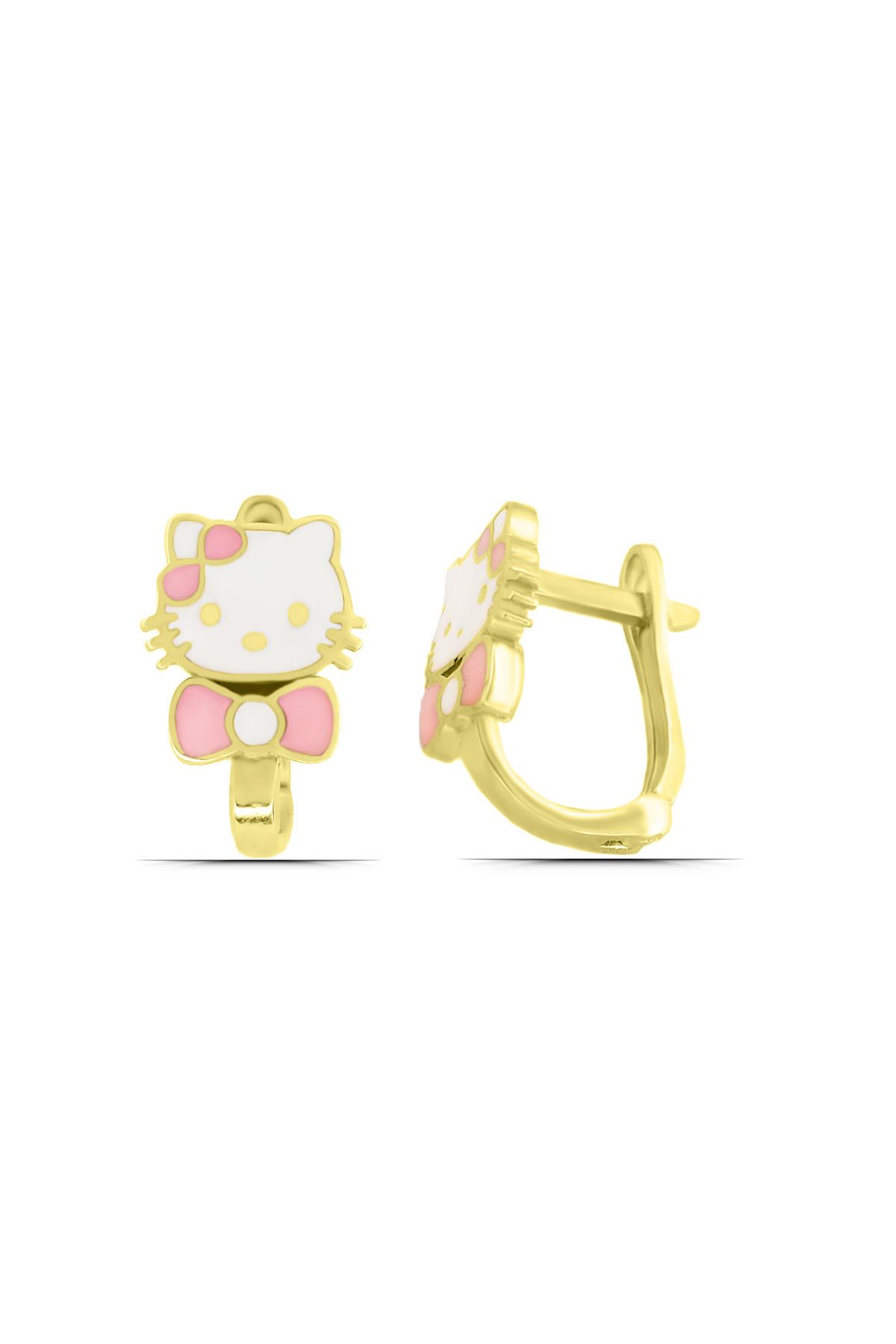 Parmas Design Kız Çocuk Hello Kitty Kedi Tasarım 925 Ayar Gümüş J Küpe