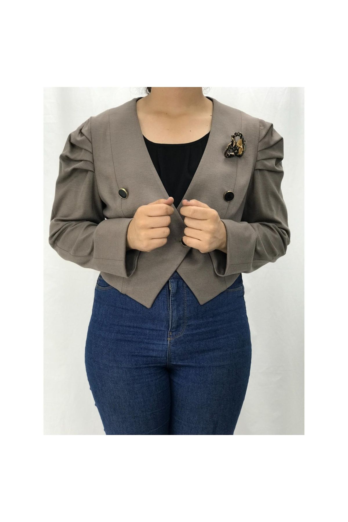 SEÇİL Seçil Kadın Düğme Detaylı Omzu Pileli Ceket