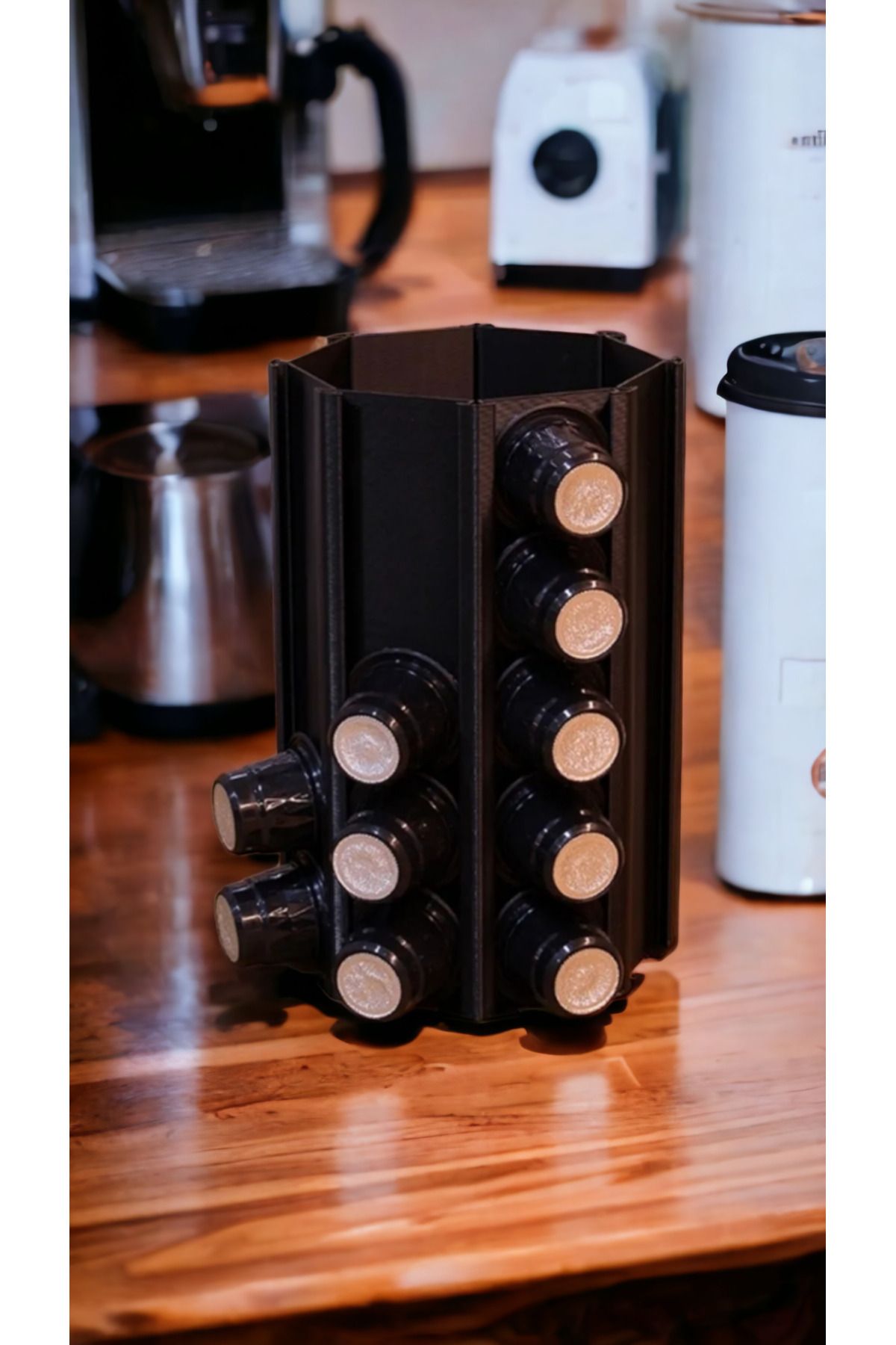 Maflen Nespresso Kapsül Kahve Uyumlu Tutucu Dekoratif Çok Amaçlı Stand Siyah