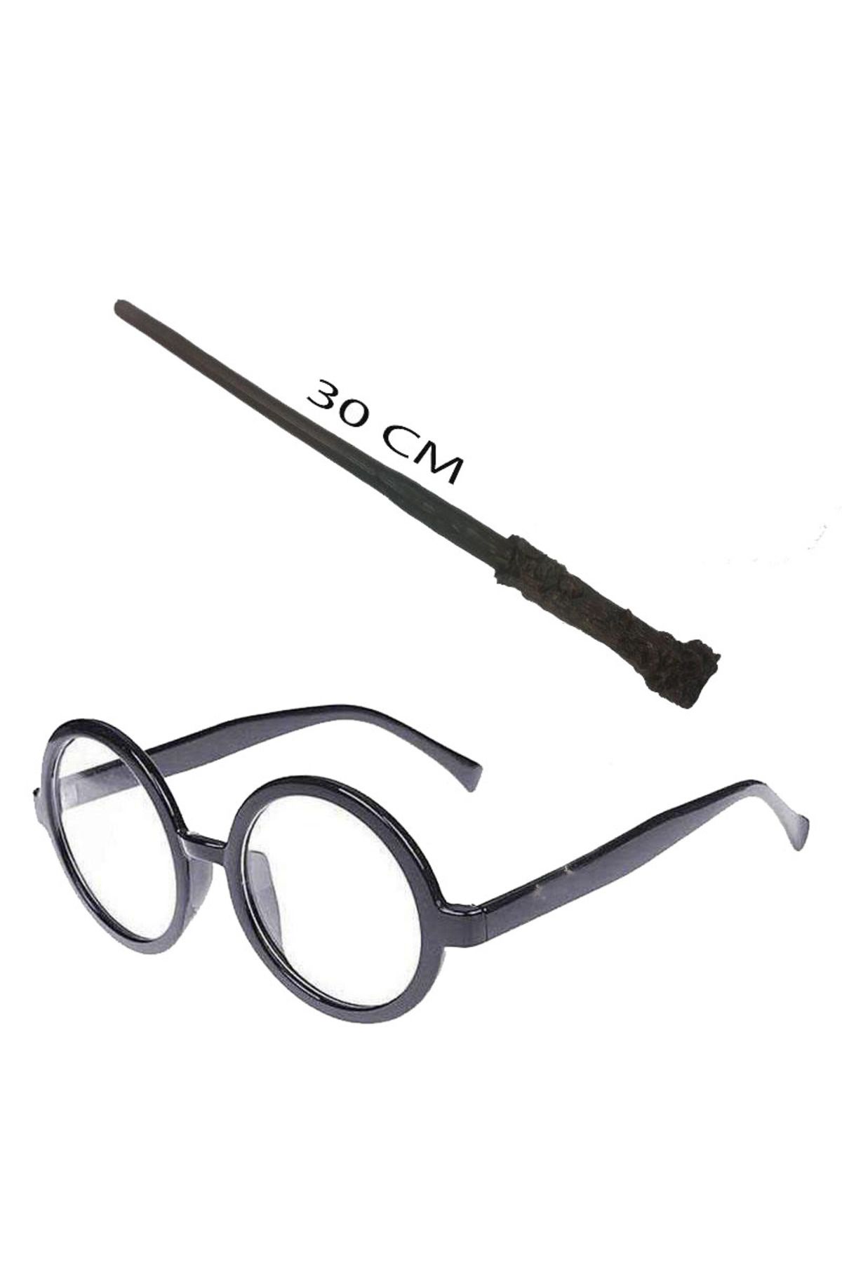 Genel Markalar Harry Potter Asası 30 Cm Ve Siyah Çerçeveli Harry Potter Gözlüğü Seti (LİSİNYA)