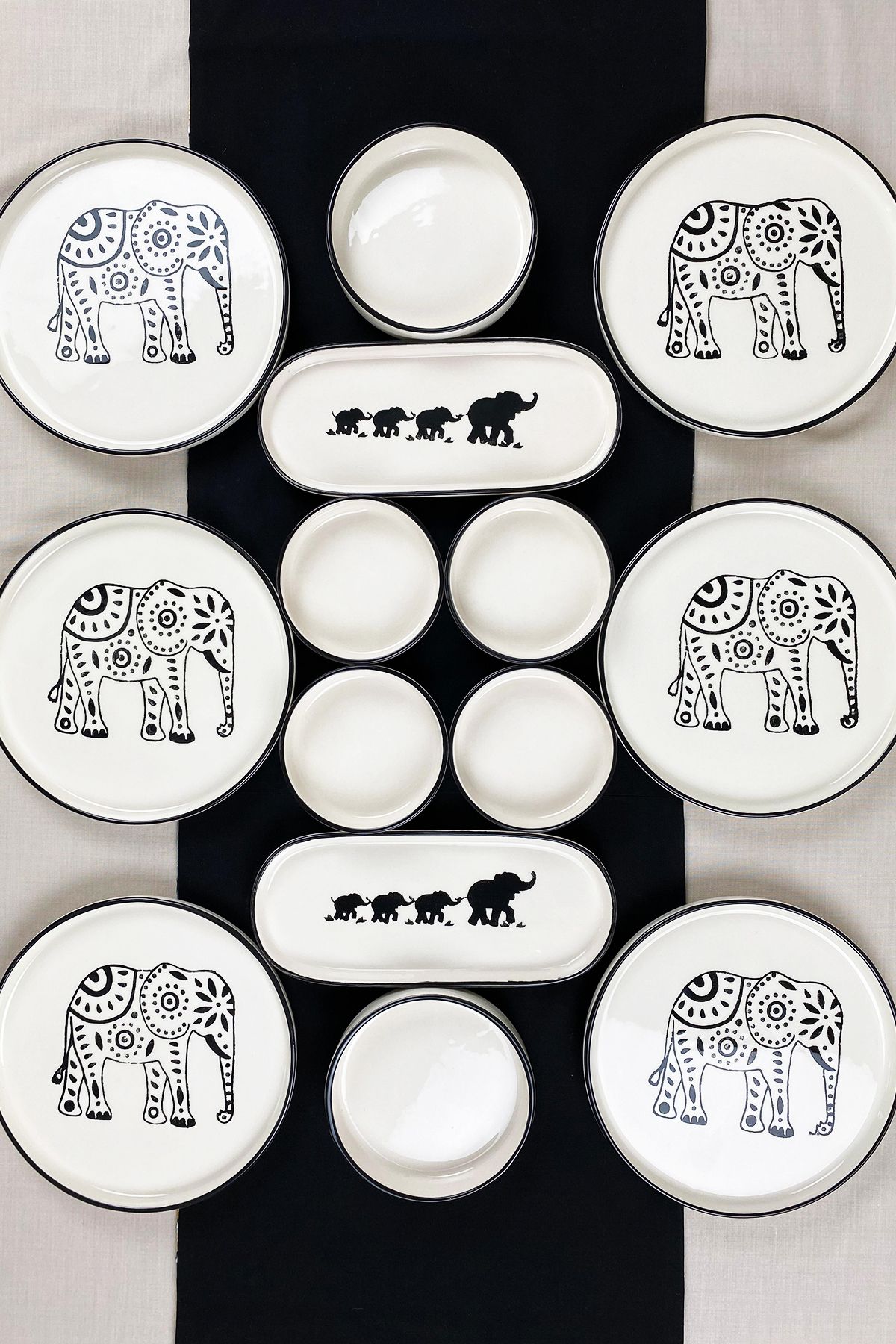 Dfn Life Elephant 14 Parça 6 Kişilik Handmade Kahvaltı Takımı - Sunum Seti
