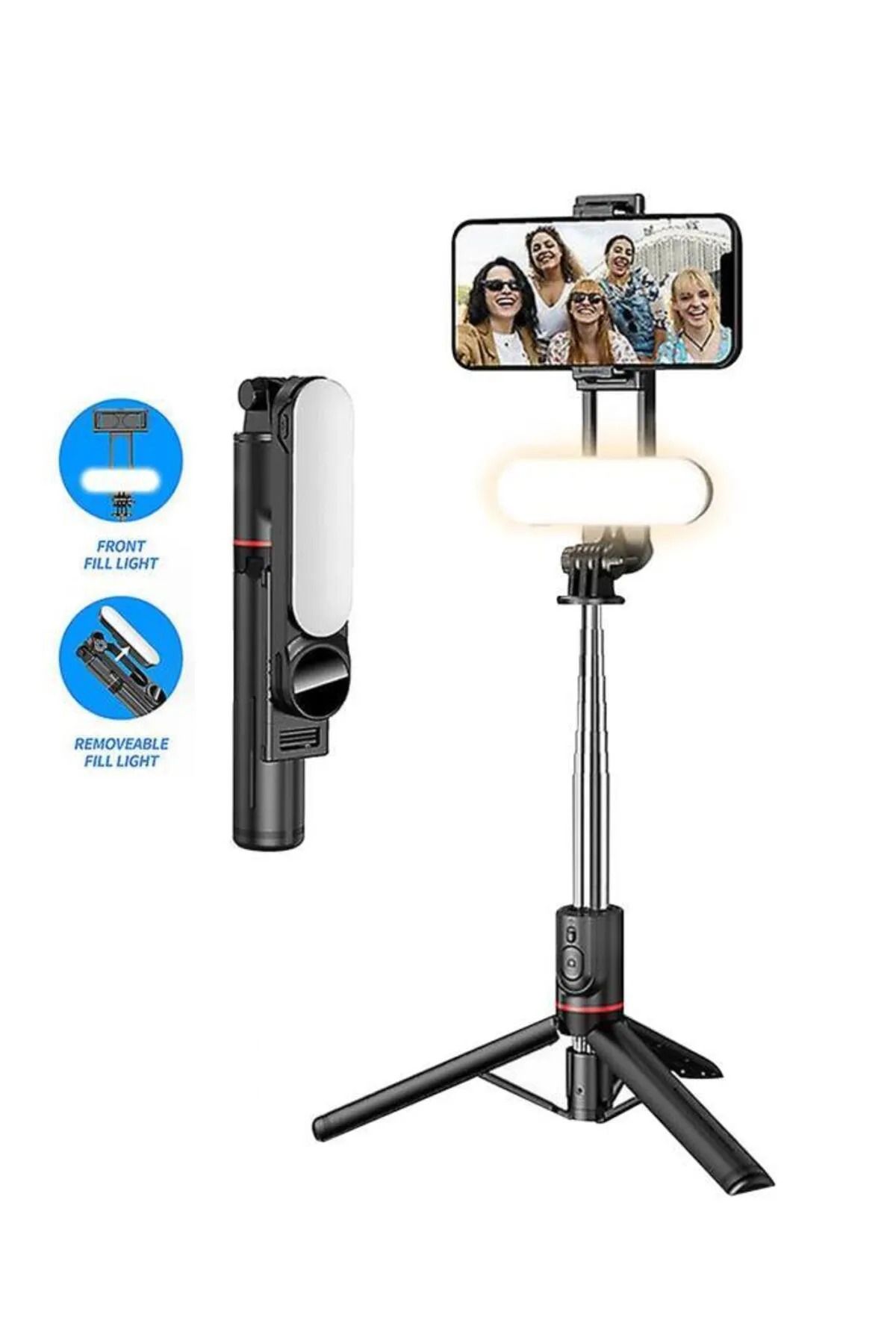 SKYNEX Siyah Led Işıklı Selfie Çubuğu Kablosuz Tripot Selfie Monopod Selfie Stick