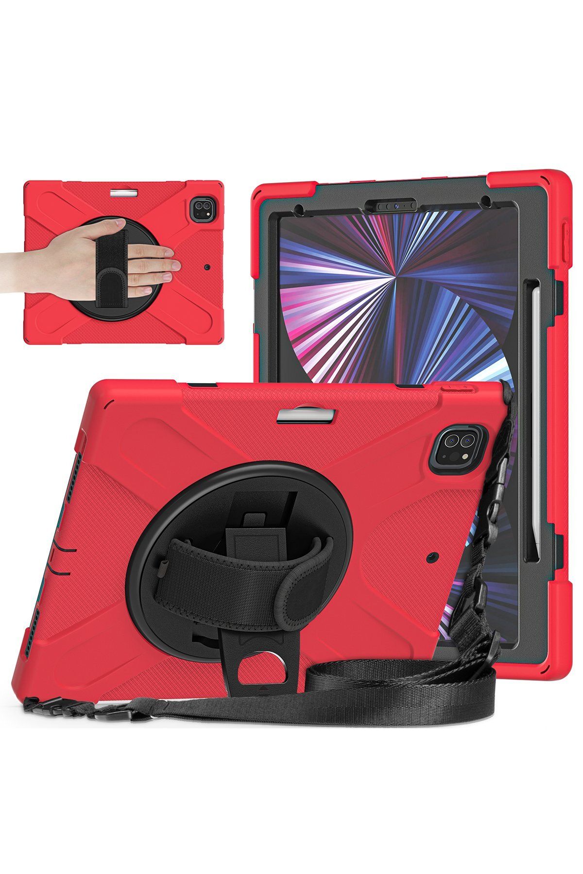 NewFace İpad Pro 12.9 (2020) Kılıf Amazing Tablet Kapak - Kırmızı 317105