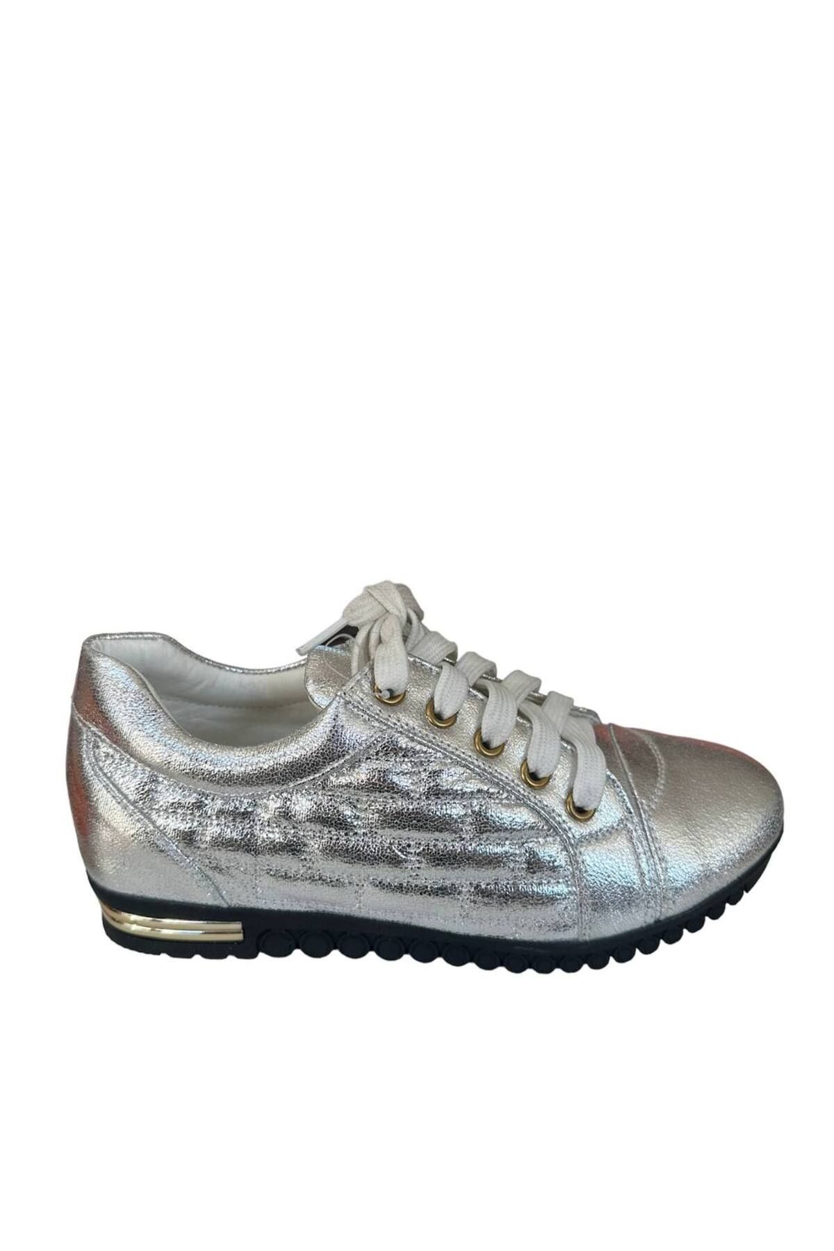 Guja Parlak Gümüş Bağcıklı Sneakers Kadın Günlük Spor Ayakkabı