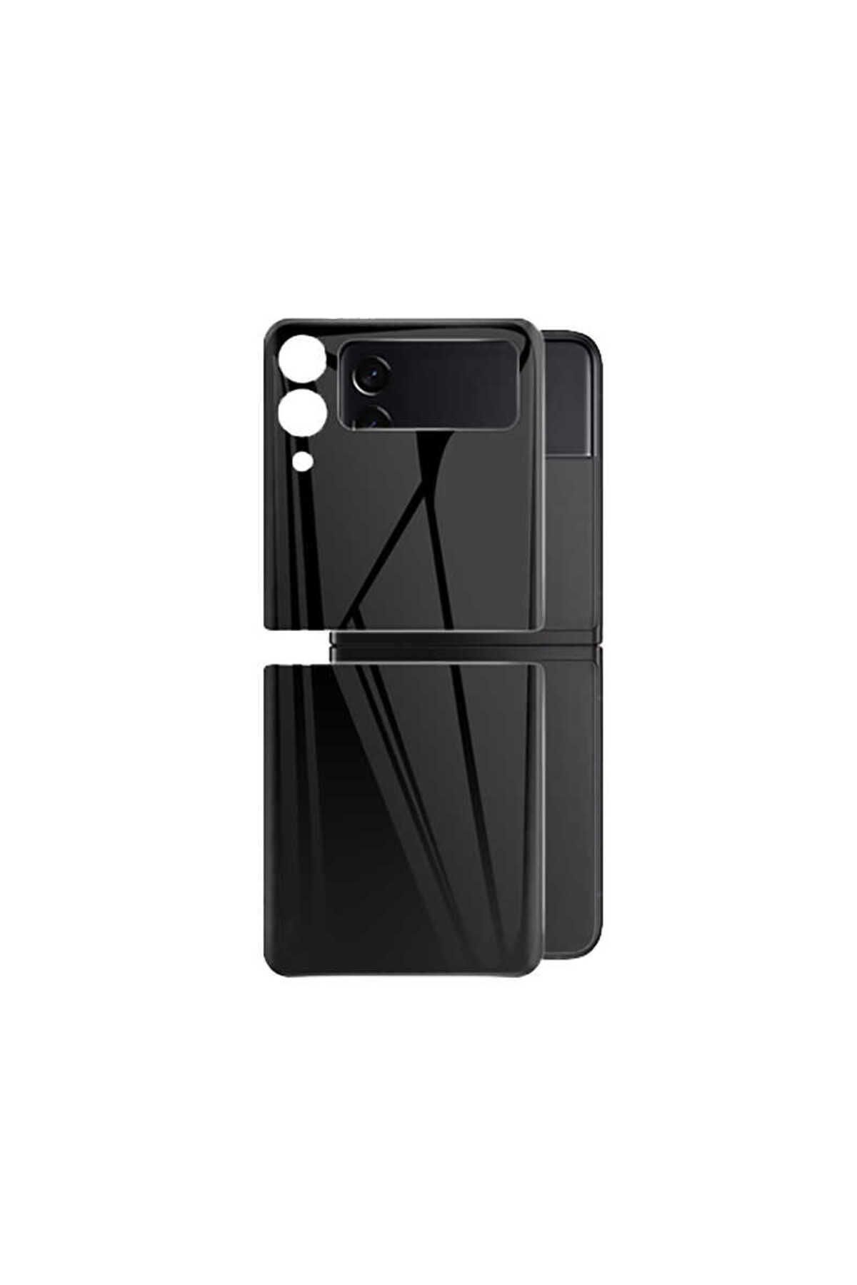 Megafox Teknoloji Samsung Galaxy Z Flip 3 Uyumlu 3D Standart 2 in 1 Arka Koruyucu, Siyah