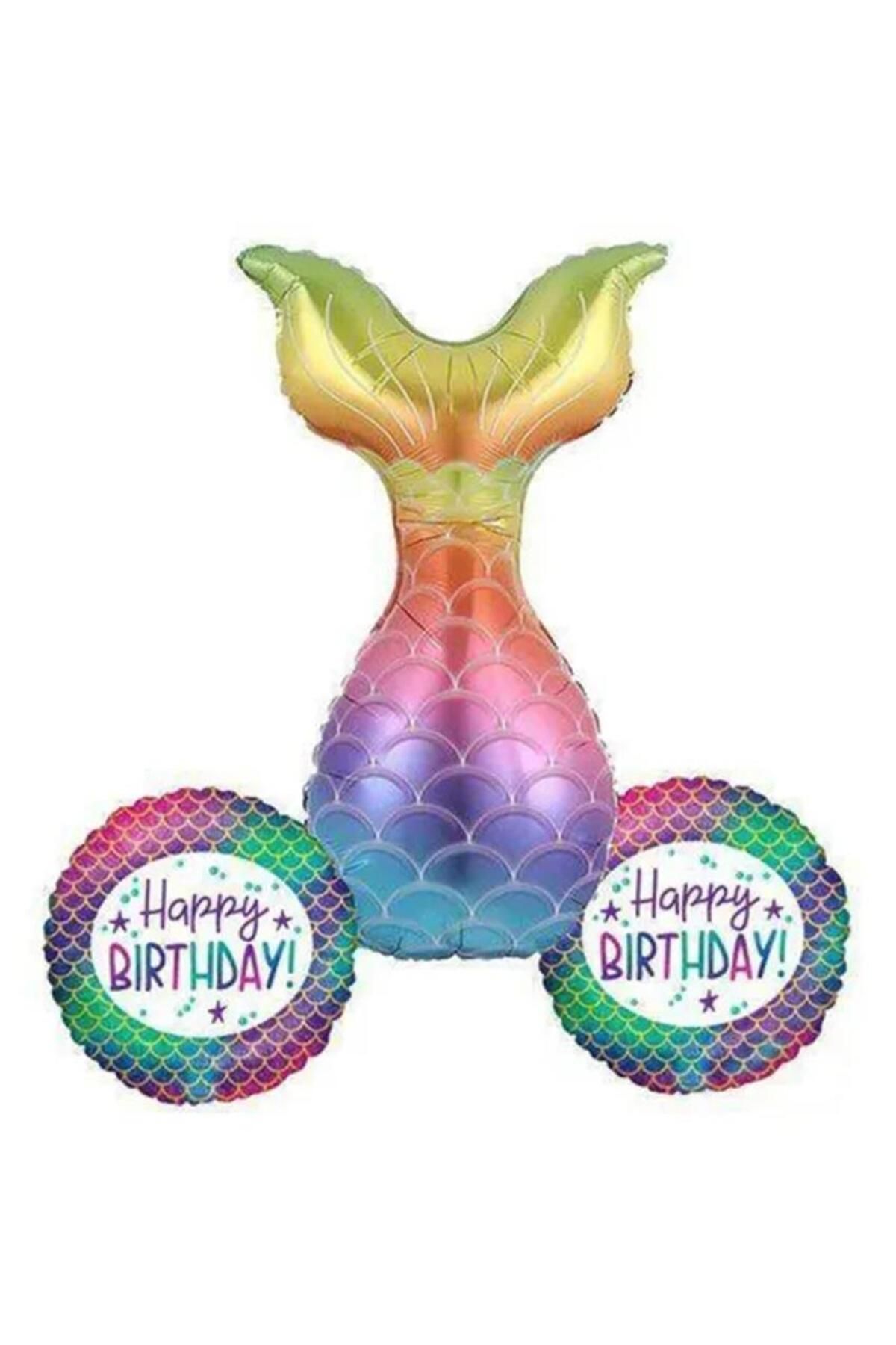 BalonEvi Doğum Günü Folyo Balon Deniz Kızı Kuyruğu 3 lü Set