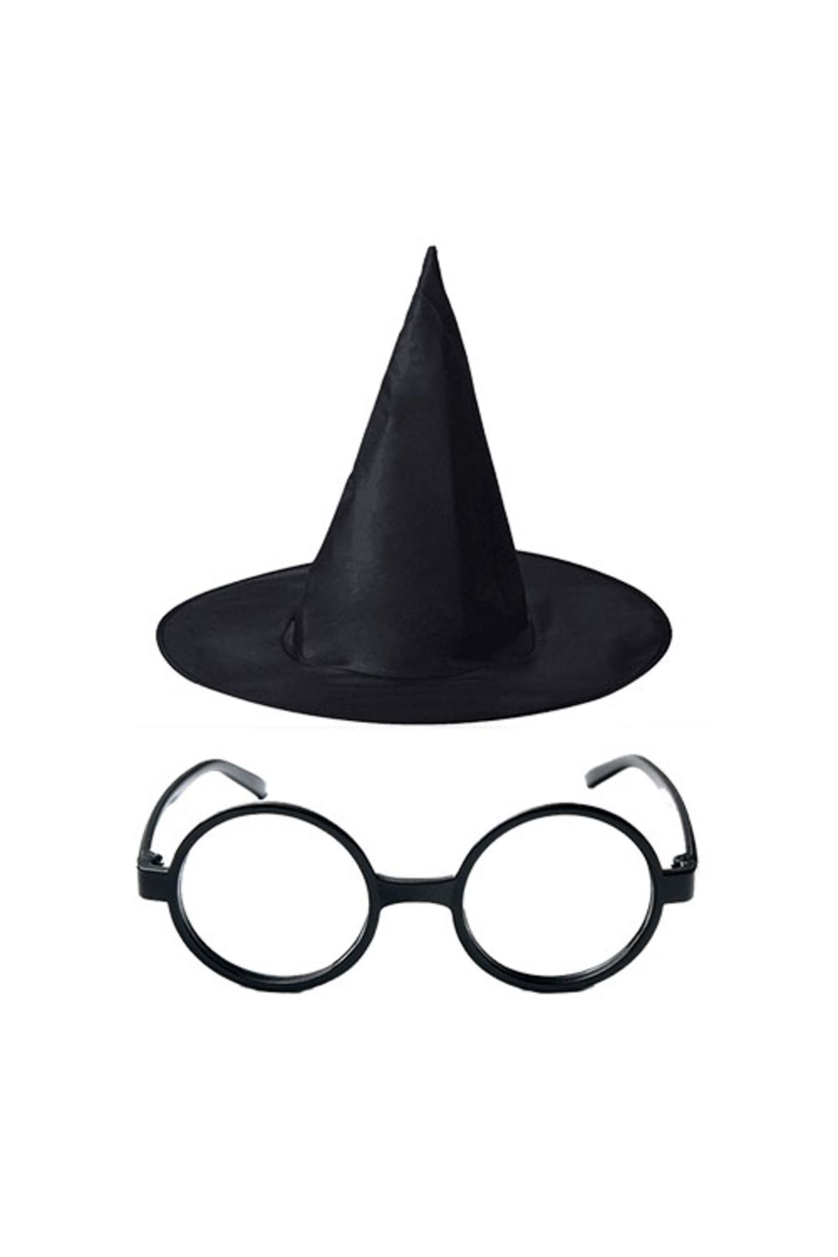 MELFSHOP Harry Potter Büyücü Şapkası ve Harry Potter Büyücü Gözlüğü Siyah Renk